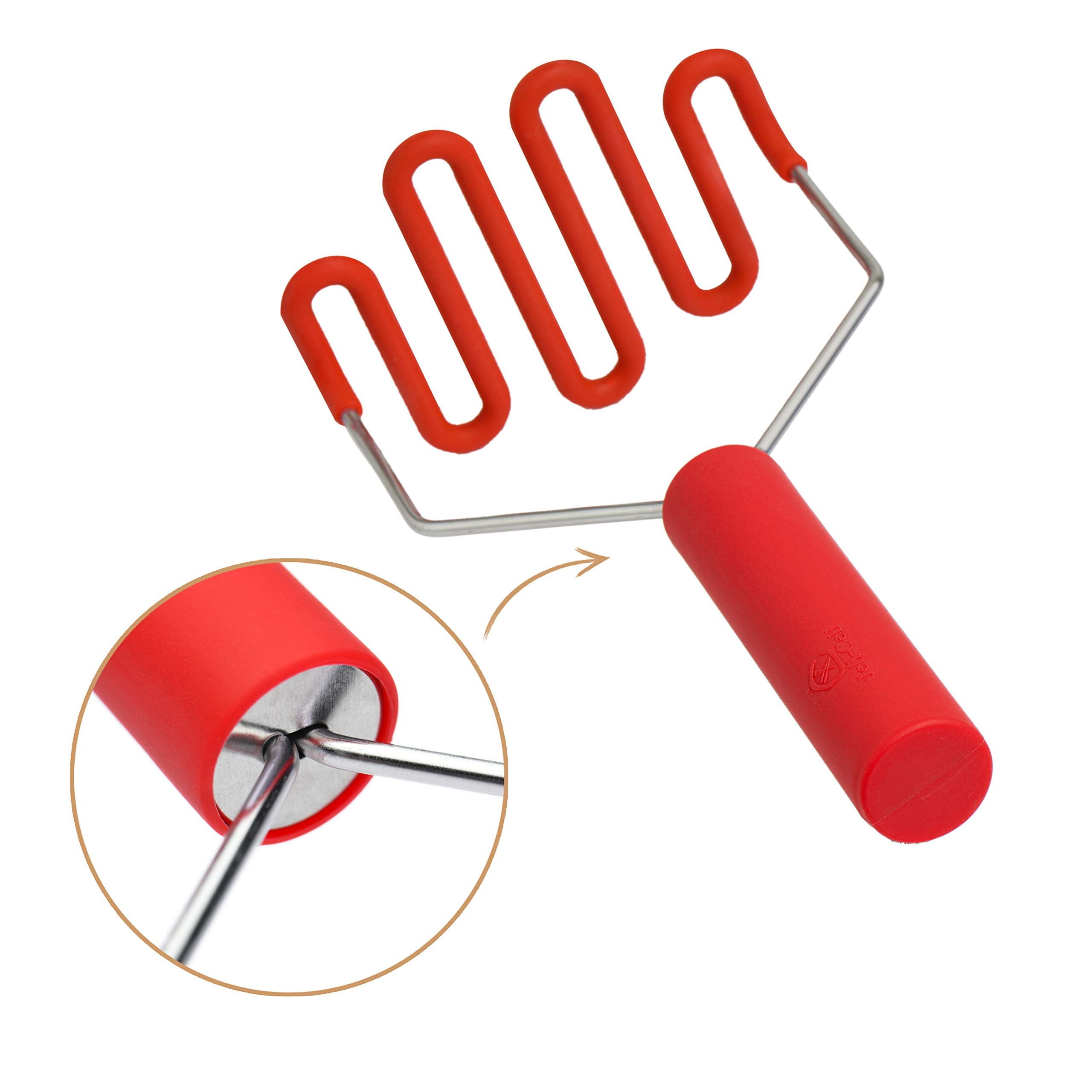 Jell-Cell Potato Masher - Silicone Protect Body With Premuim Stainless Steel Non-Scratch Cookware For Smooth Mashed Potato Veget