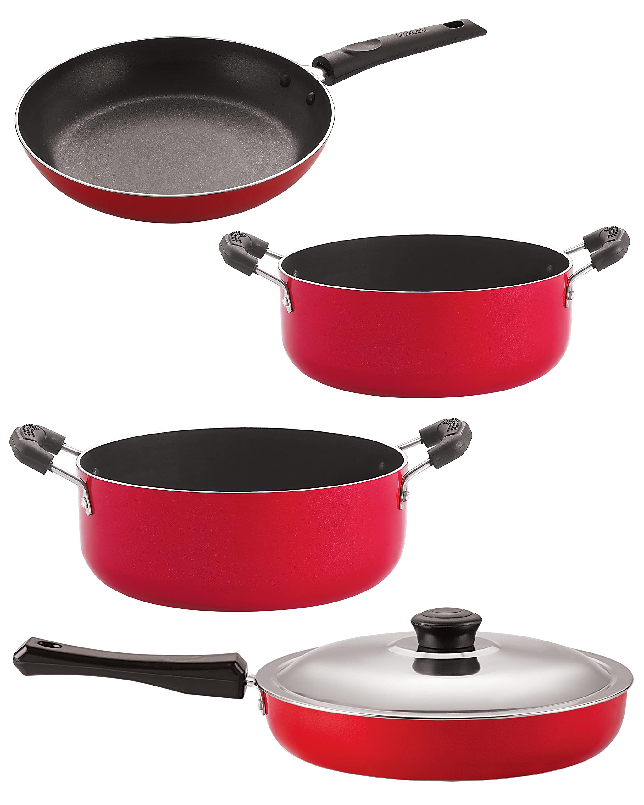 Nirlon Kitchen Non Stick Aluminium Cookware Gift Sets, 4 Pieces (Fp10_Tp22_Cs22_Cs24)
