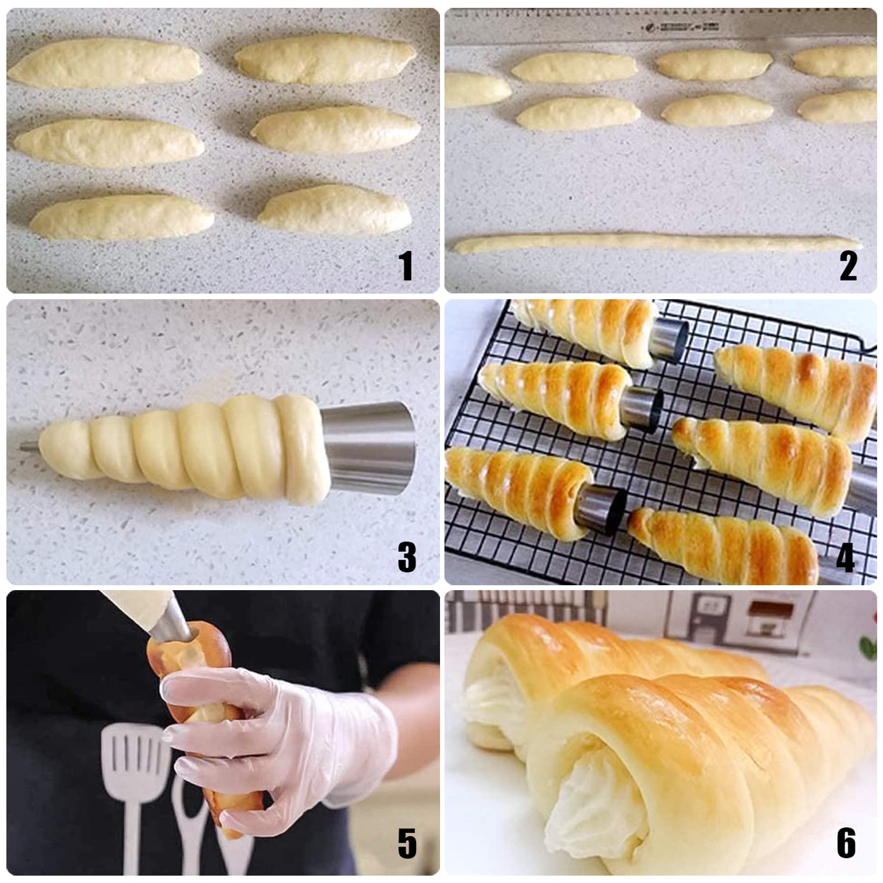 Woohome 42 Pcs Cannoli Tubes Cream Horn Molds Kit Puff Nozzle Set, Stainless Steel Cannoli Forms Cream Horn Molds Piping Puff No