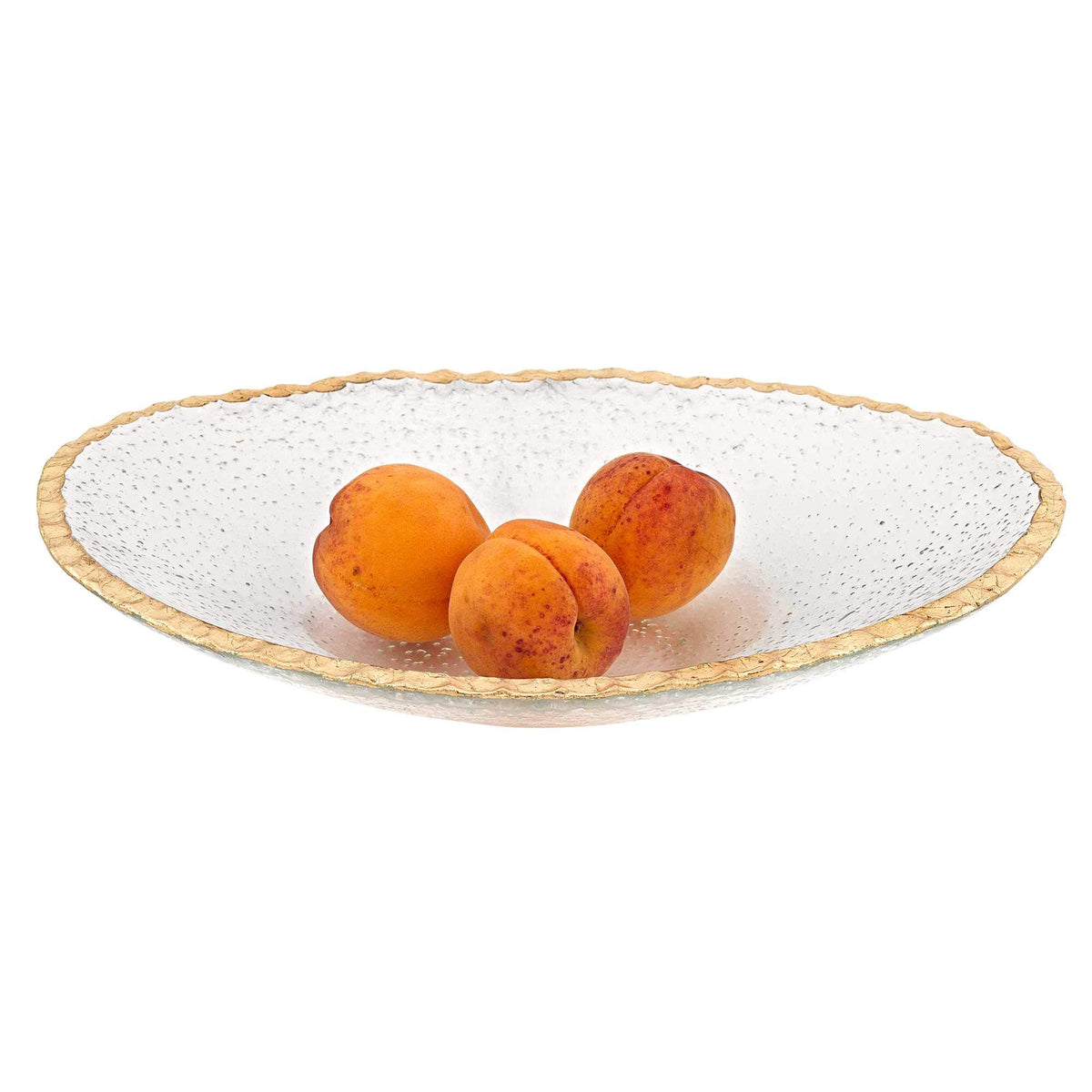 Homeroots 8 Hand Decorated Oval Edge Gold Leaf Serving Bowl