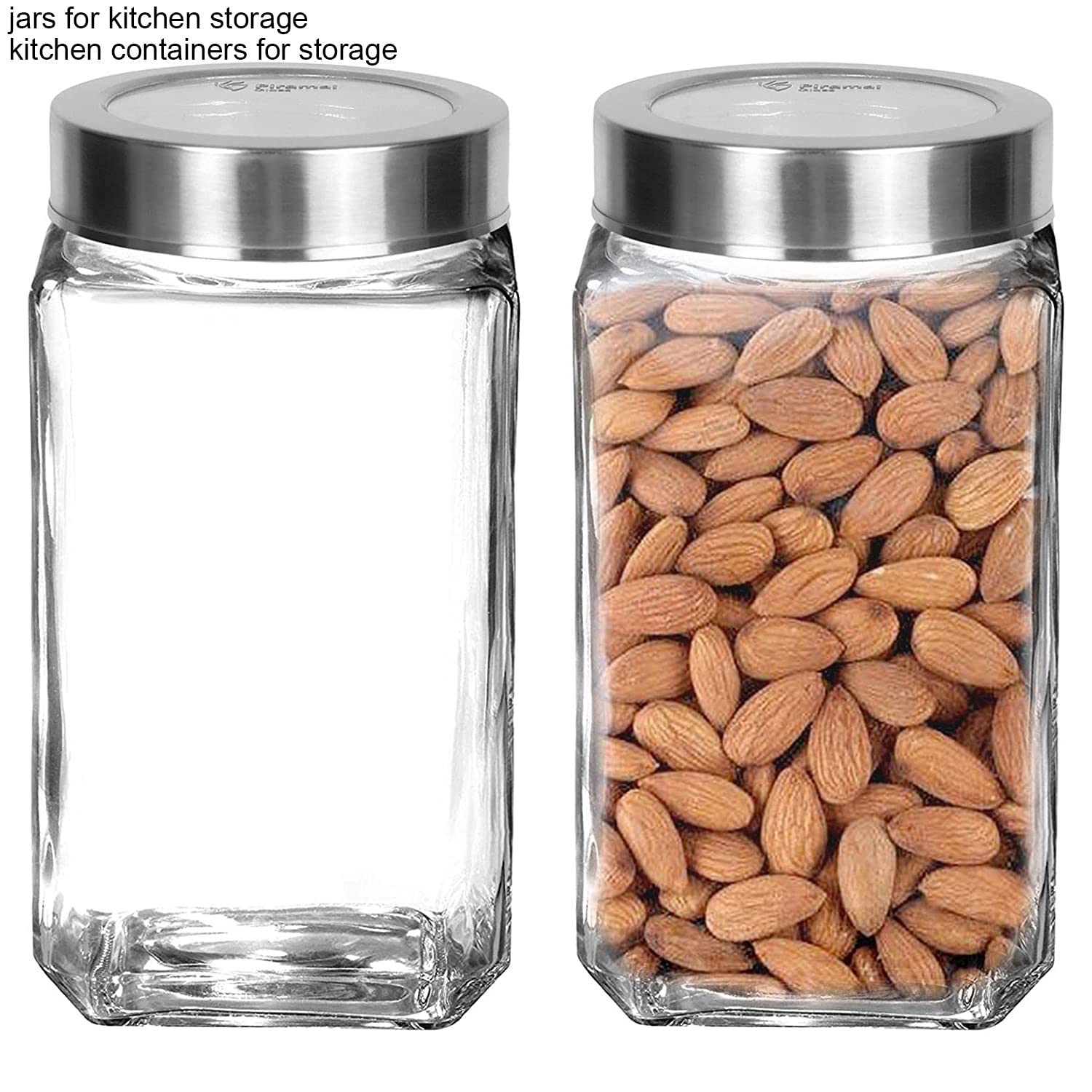 Brezzycloud Piraml Glass Cubical Square Transparent Jars & Containers for Kitchen Pantry, Snacks, Masala, Jams, Pickles, Cookies