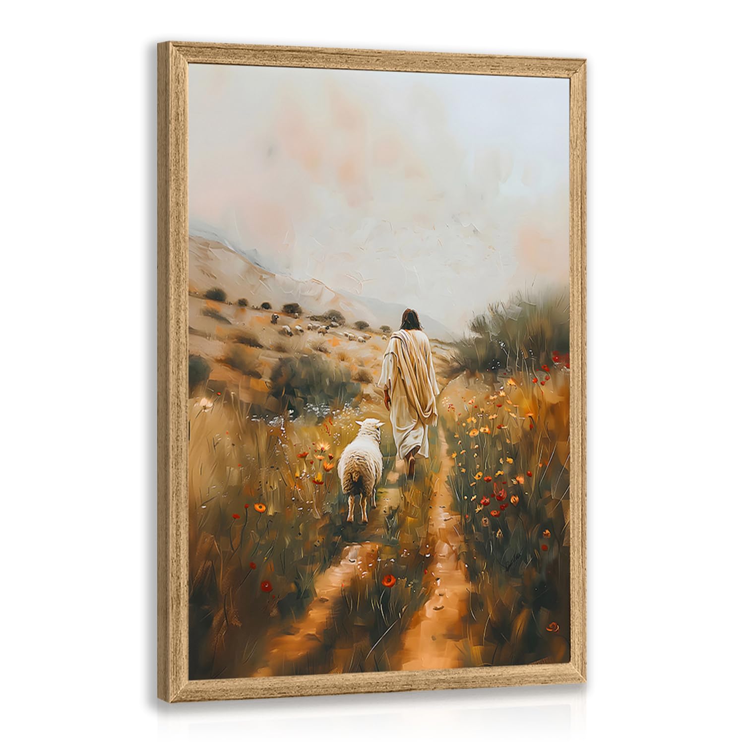 Jesus Lamb Wall Art,Wood Framed,24 X16W X1
