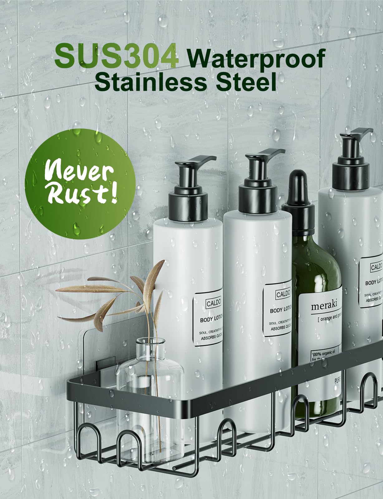 Gvy Shower Caddy 5 Pack, Adhesive Shower Organizer Bathroom Shelves,Rustproof Bathroom Organizers And Storage For Home Decor, No
