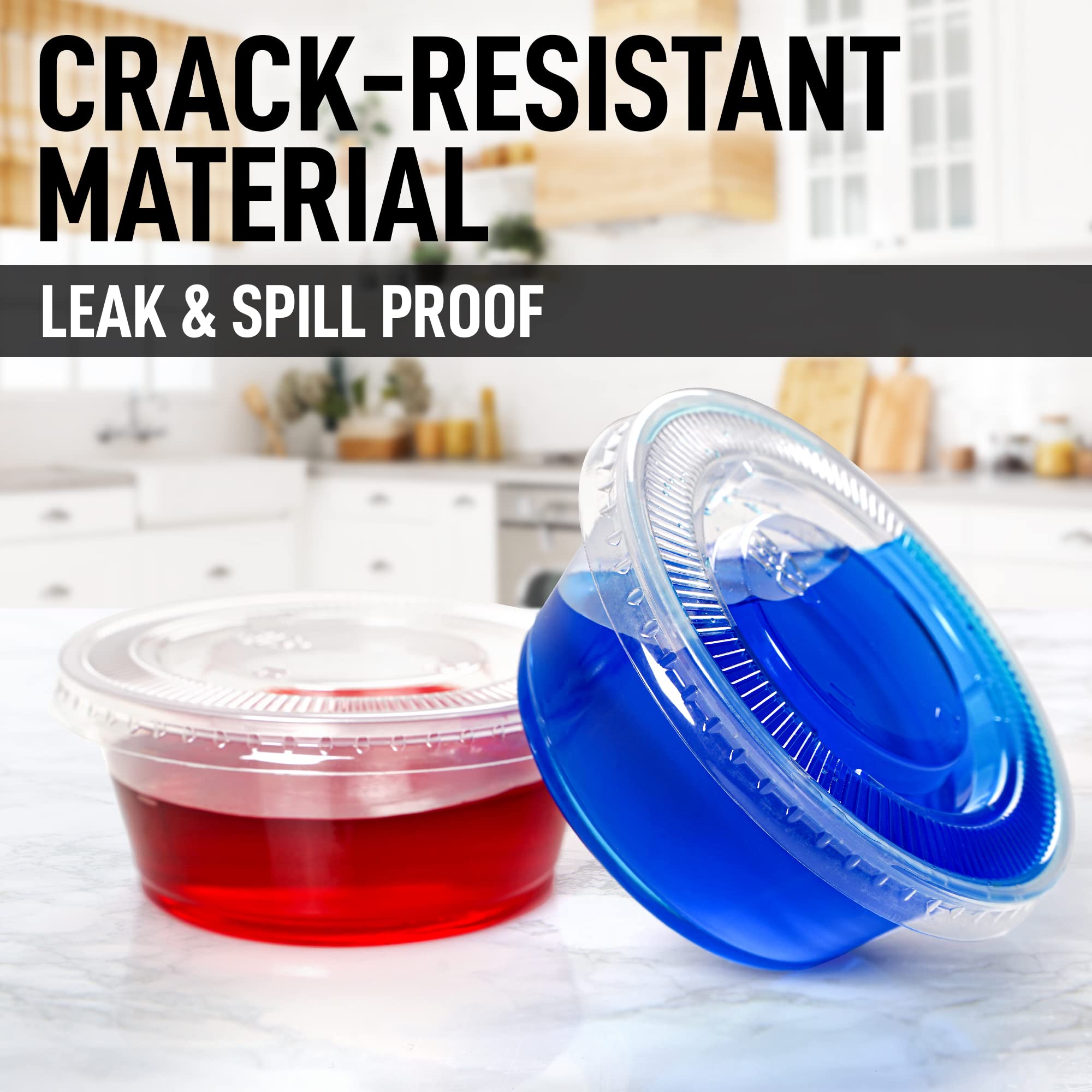 Simple Craft (3.25 Ounce, 50 Cups Clear Halloween Jello Shot Cups With Lids - Plastic Portion Cups - Condiment Containers - Disp
