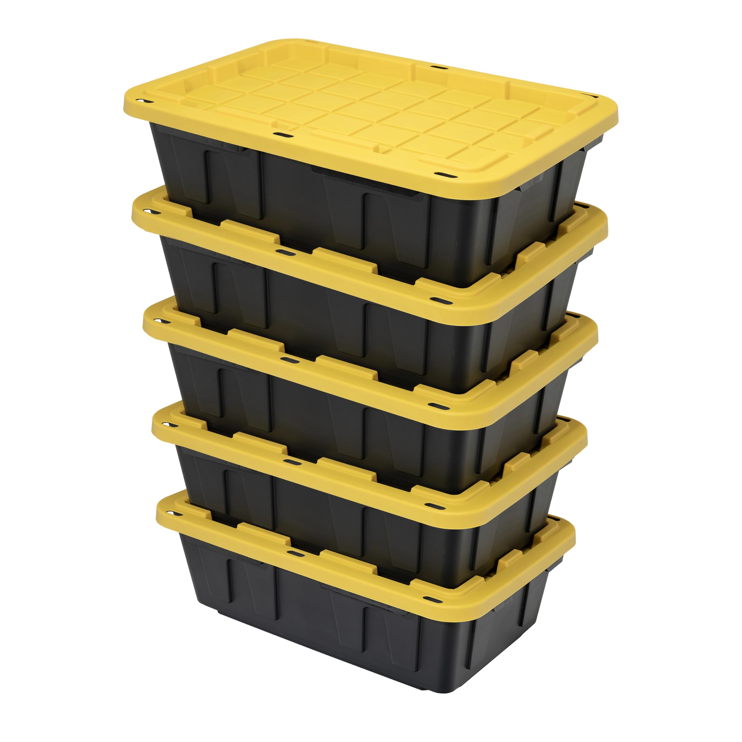 Cx Black & Yellow, 15-Gallon Heavy Duty Tough Storage Container & Snap-Tight Lid, (9.5   H X 20.6   W X 30.6   D), Weather-Resis