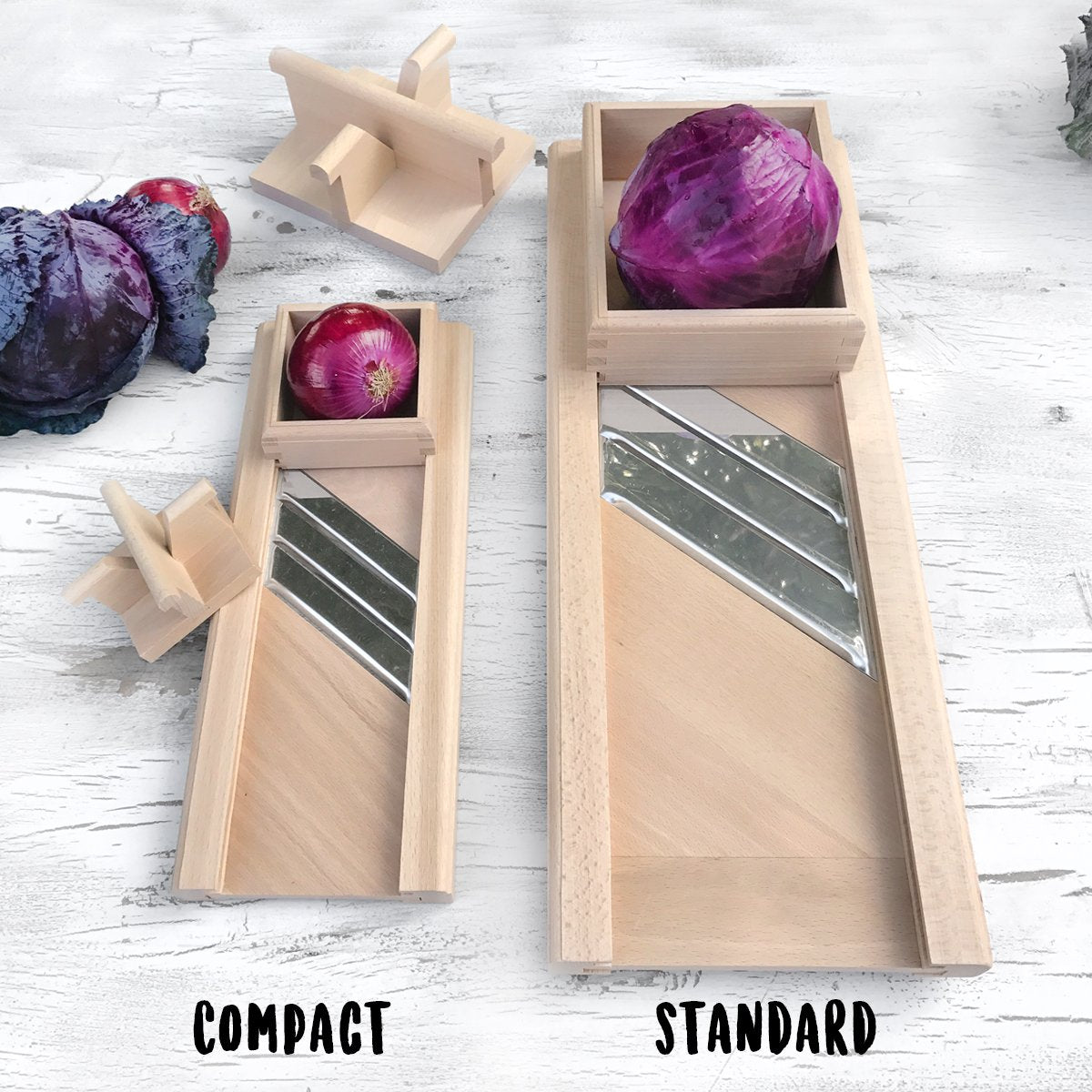 Compact Wooden Cabbage Shredder Slicer With Hand Guard For Finely Cut Sauerkraut And Coleslaw