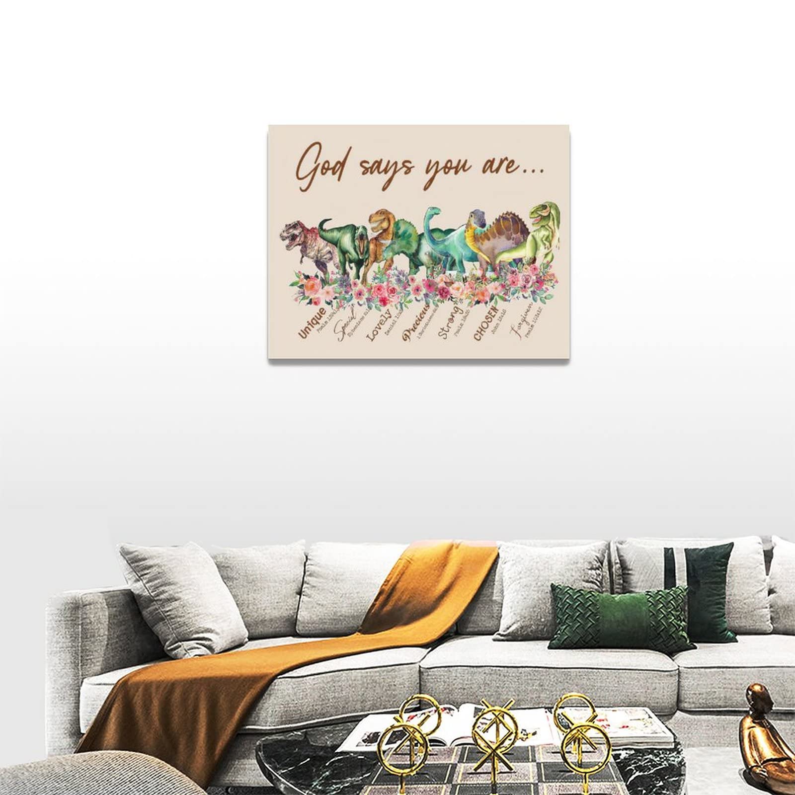 Cute Dinosaur Decor Wall Art For Kids Dinosaur God Says You Are Boy Girl Room Pictures Wall Decor Canvas Painting Prints Artwork