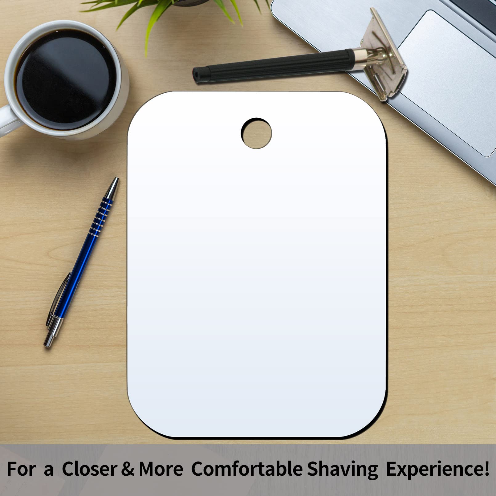 SHATTER MIRROS Fogless Shower Mirror for Shaving, 8"x6", Silver, Wall Mounted, Portable, Unbreakable, 2-Pack