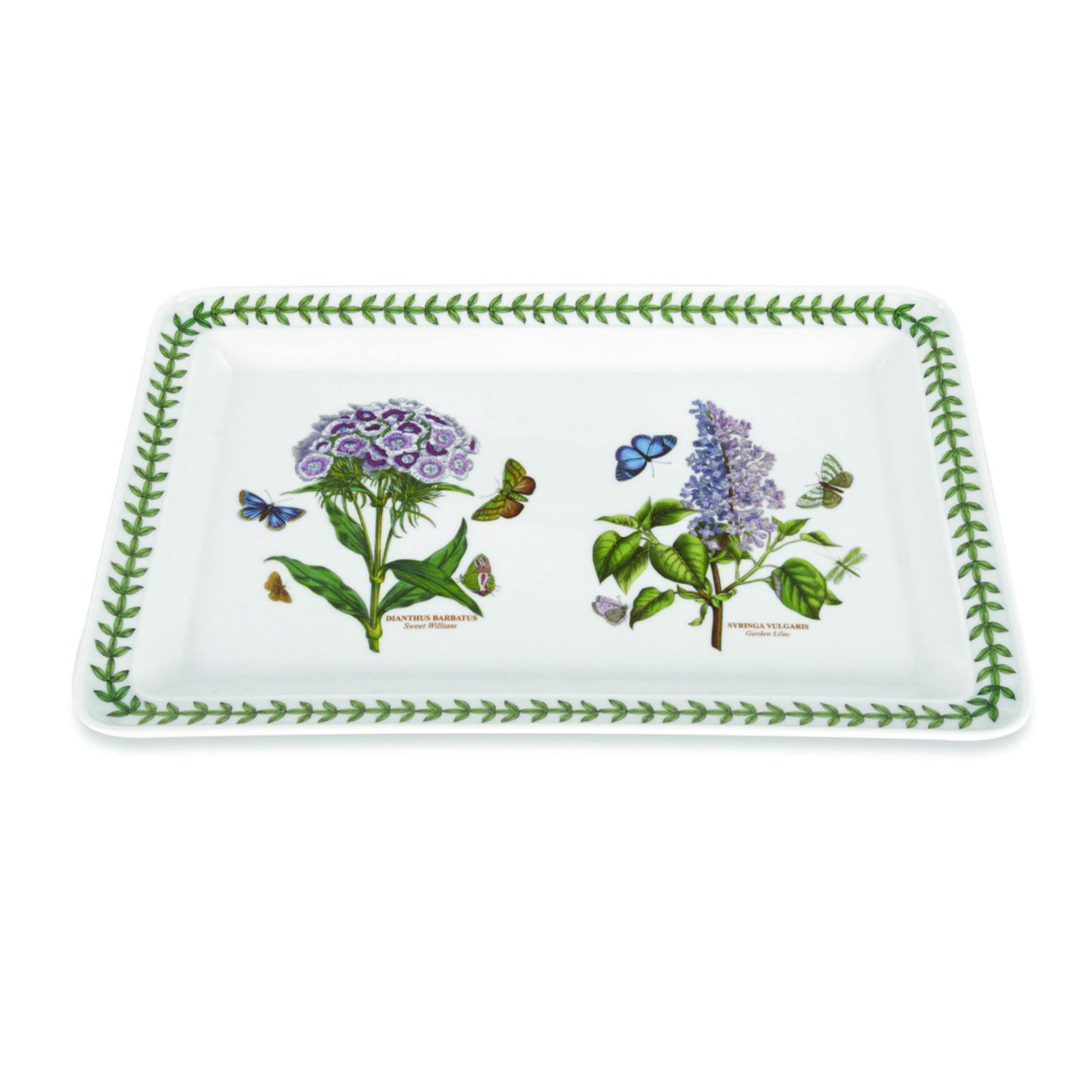 Portmeirion Botanic Garden 15.5''X10'' Oblong Tray | Garden Lilac/Sweet William Motifs | Fine Porcelain | Chip Resistant Glaze |