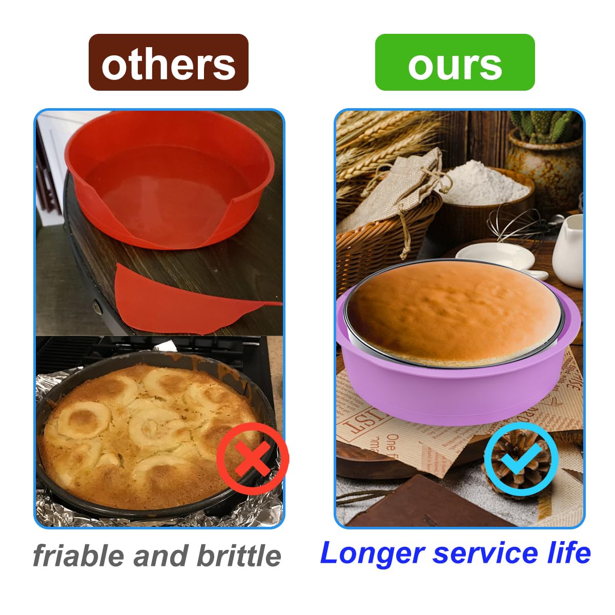 Qicfrk Cheesecake Pan Protector, 9 Inch Silicone Water Bath Protector, Pink+Violet, Model Q12