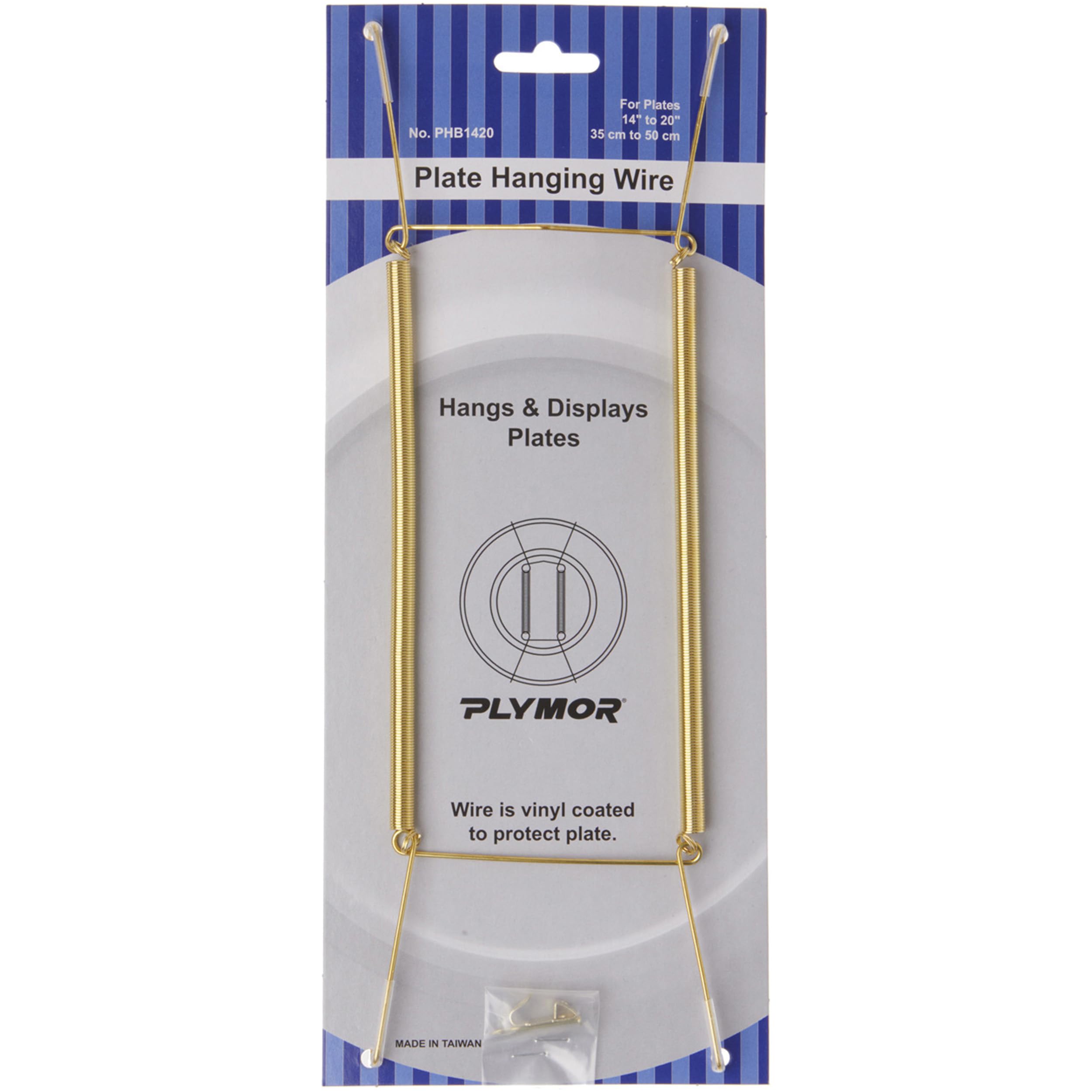 Plymor Shiny Gold Finish Wall Mountable Plate Hanger, 11'' H X 3.5'' W X 0.5'' D (For Plates 14'' - 20'')