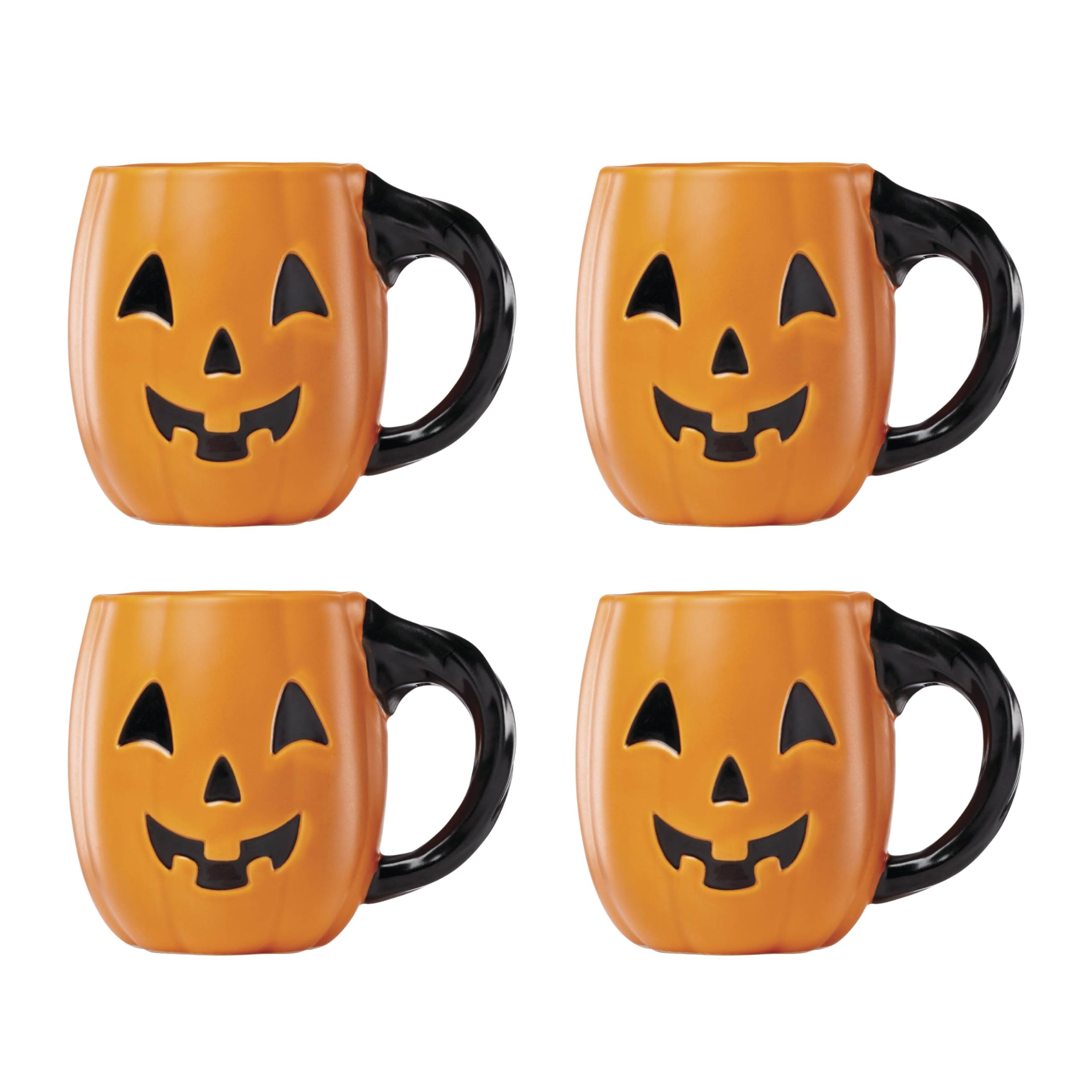 Lenox Halloween Figural Pumpkin Porcelain Mug Set for 4, 20oz