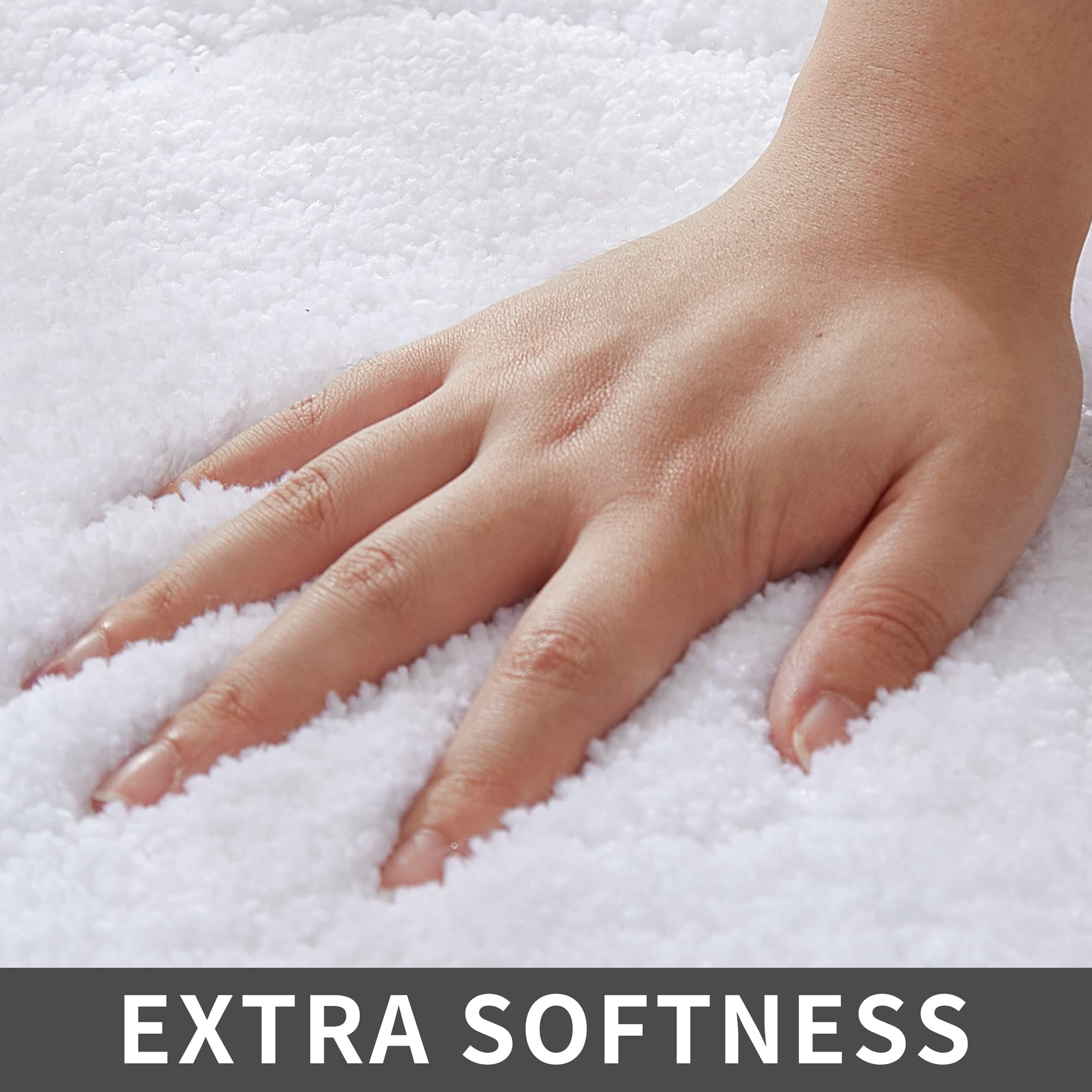COSY HOMEER Extra Thick Bath Linen Sets Rugs for Bathroom - Anti-Slip Bath Mats Soft 100% Strong Polyester Living Room Bedroom Water Absorbent(White 17x27 - Inches)