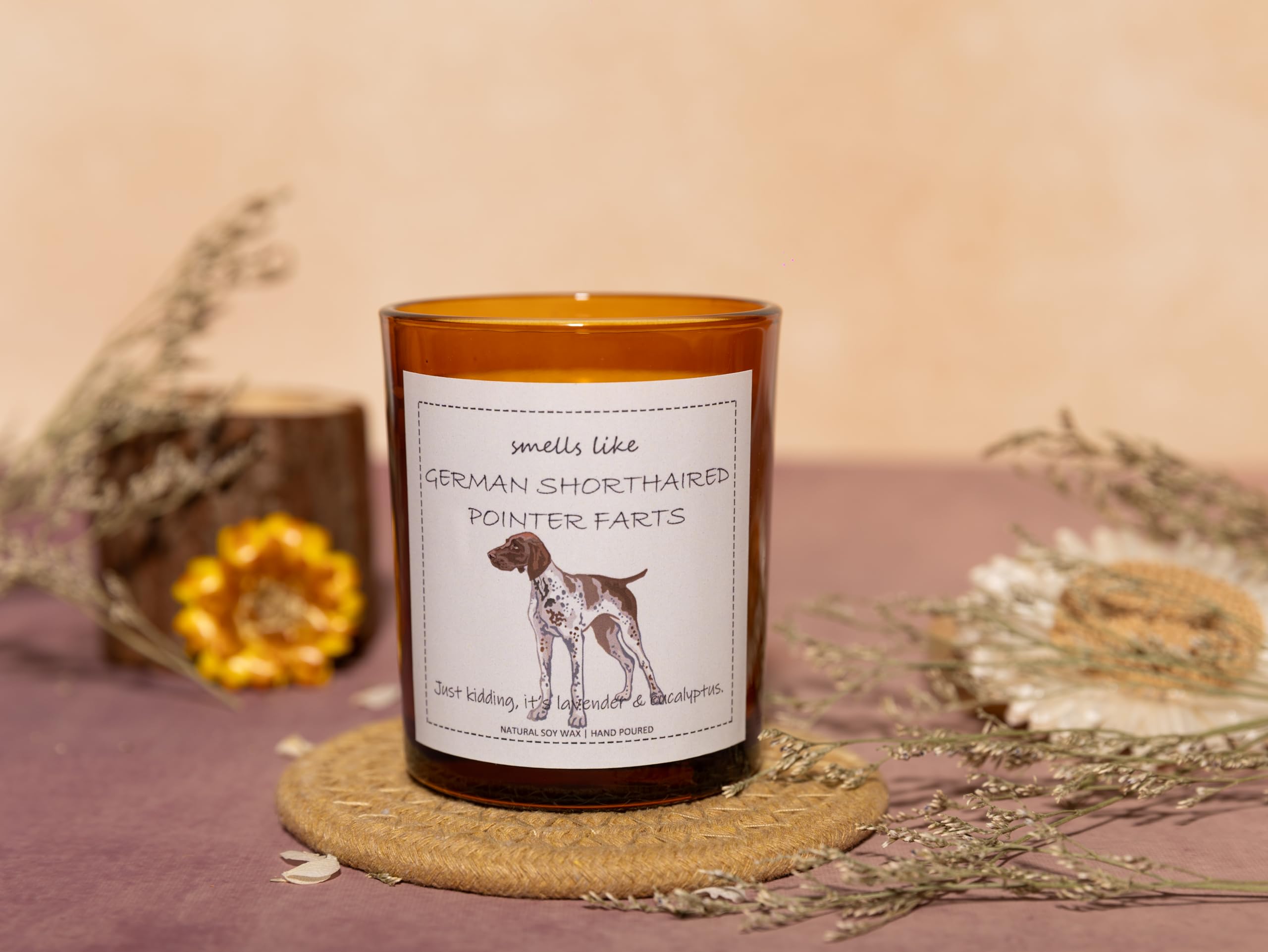 German Shorthaired Pointer Gifts, GSP Gift, Smells Like German Shorthaired Pointer Farts Candle - Lavender & Eucalyptus, Crafted