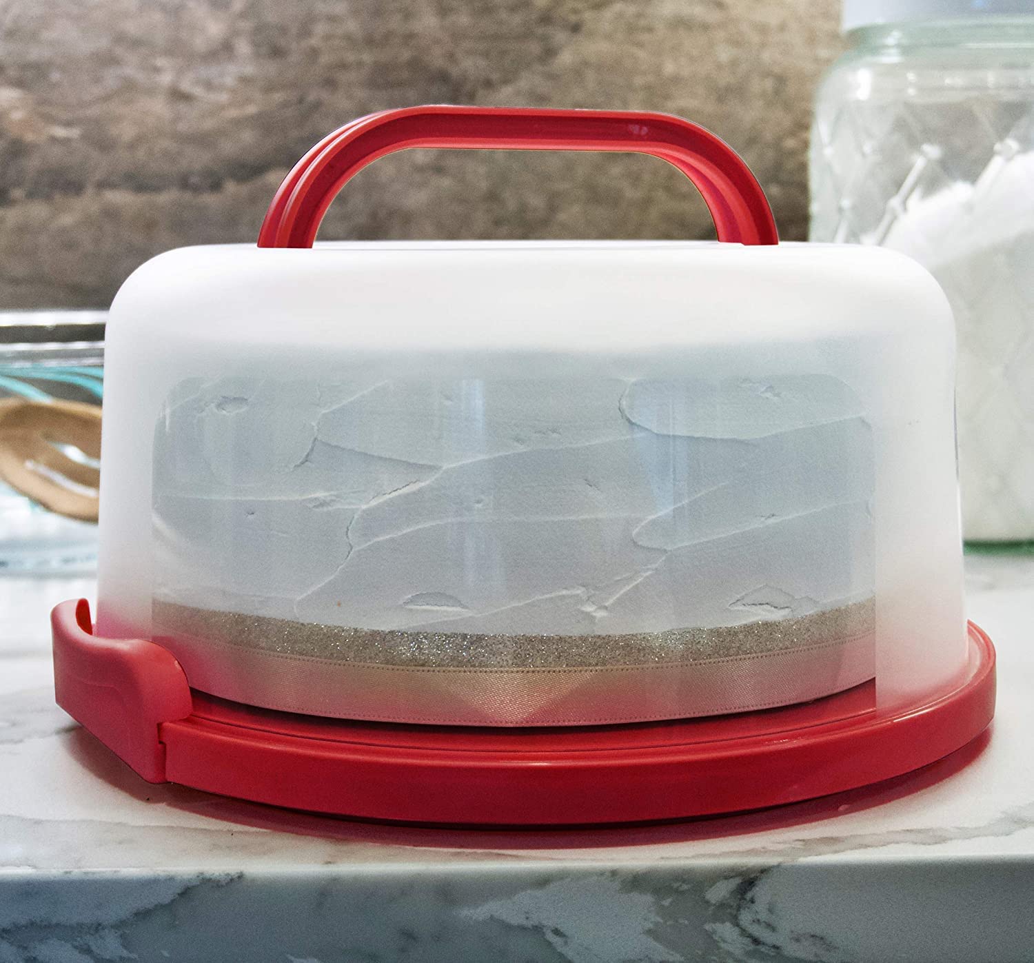 Top Shelf Elements Round Cake Carrier For Up To 10 Inch Cake Portable Cake Stands Two Sided Cake Box With Handle Fashionable Bas