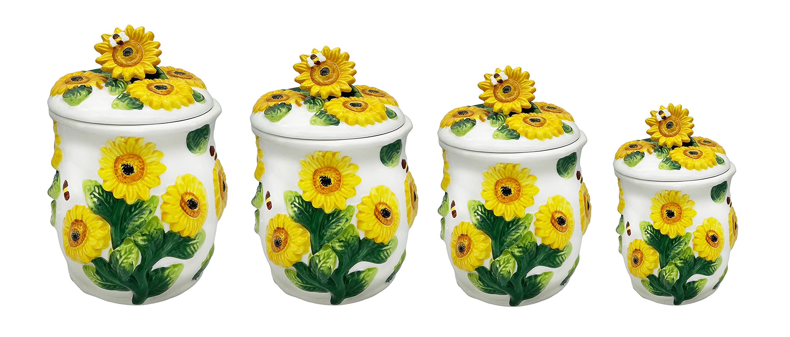 3-D Sunflower 4-Piece Canisters Set, 83001