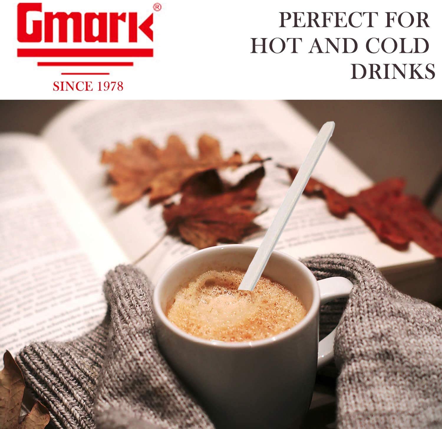 Gmark Coffee Stir Sticks 7.5'' 1000Pc Round End, Eco Friendly Coffee Stirrers Wood For Hot Drinks - Natural Birch Wood Gm1117