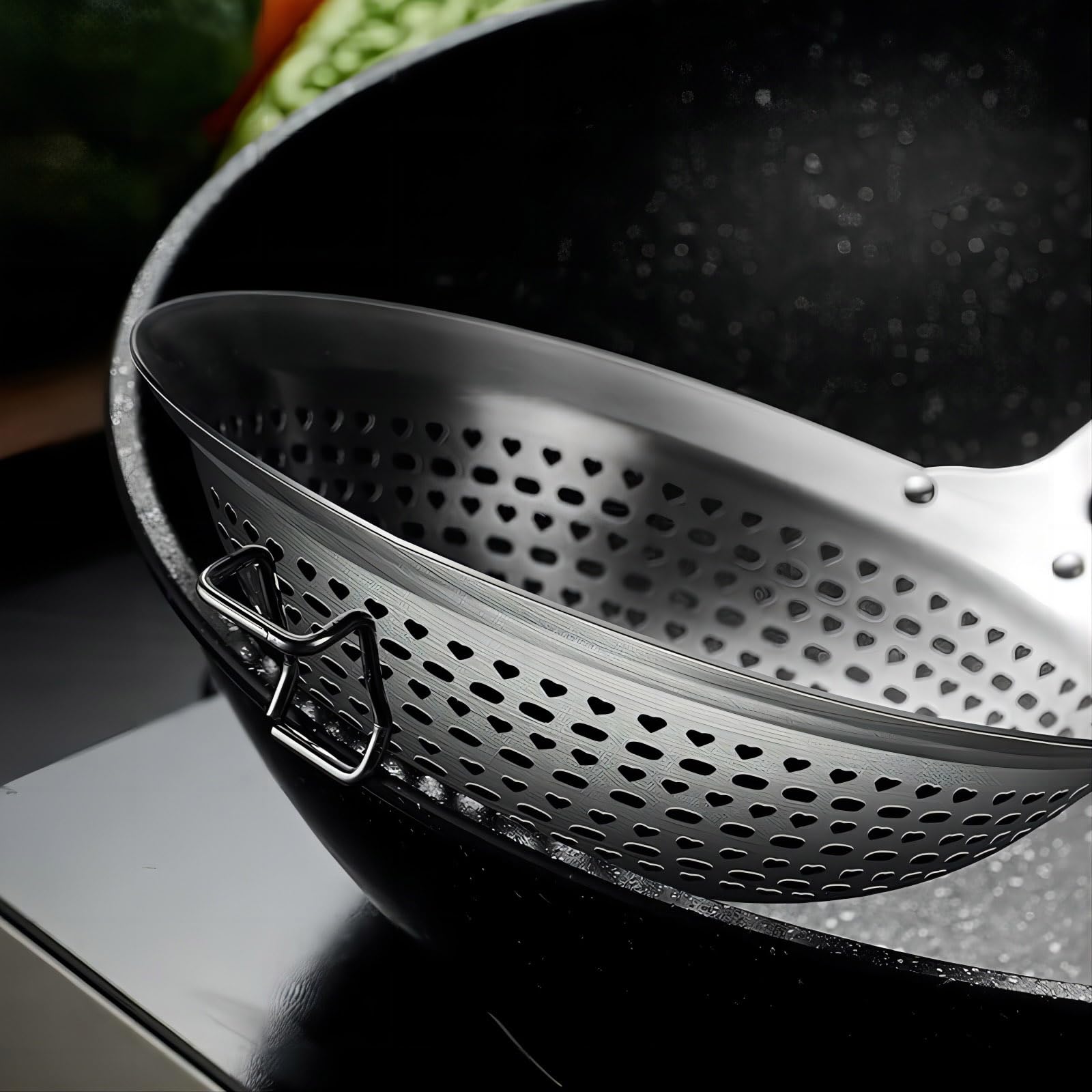 Greatlink Large Strainer Skimmer Ladle, 304 Stainless Steel Skimmer Spoon Deepen Spider Strainer Kitchen Cooking Colander Spoon