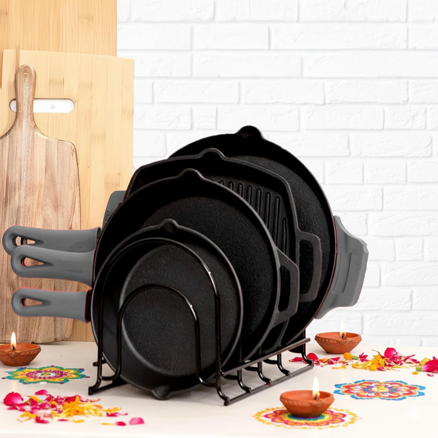 WonderStand Heavy Duty Pot Pan Rack Organizer (5-Tier), Pan Rack Holder and Organizer Rack for Home/Kitchen