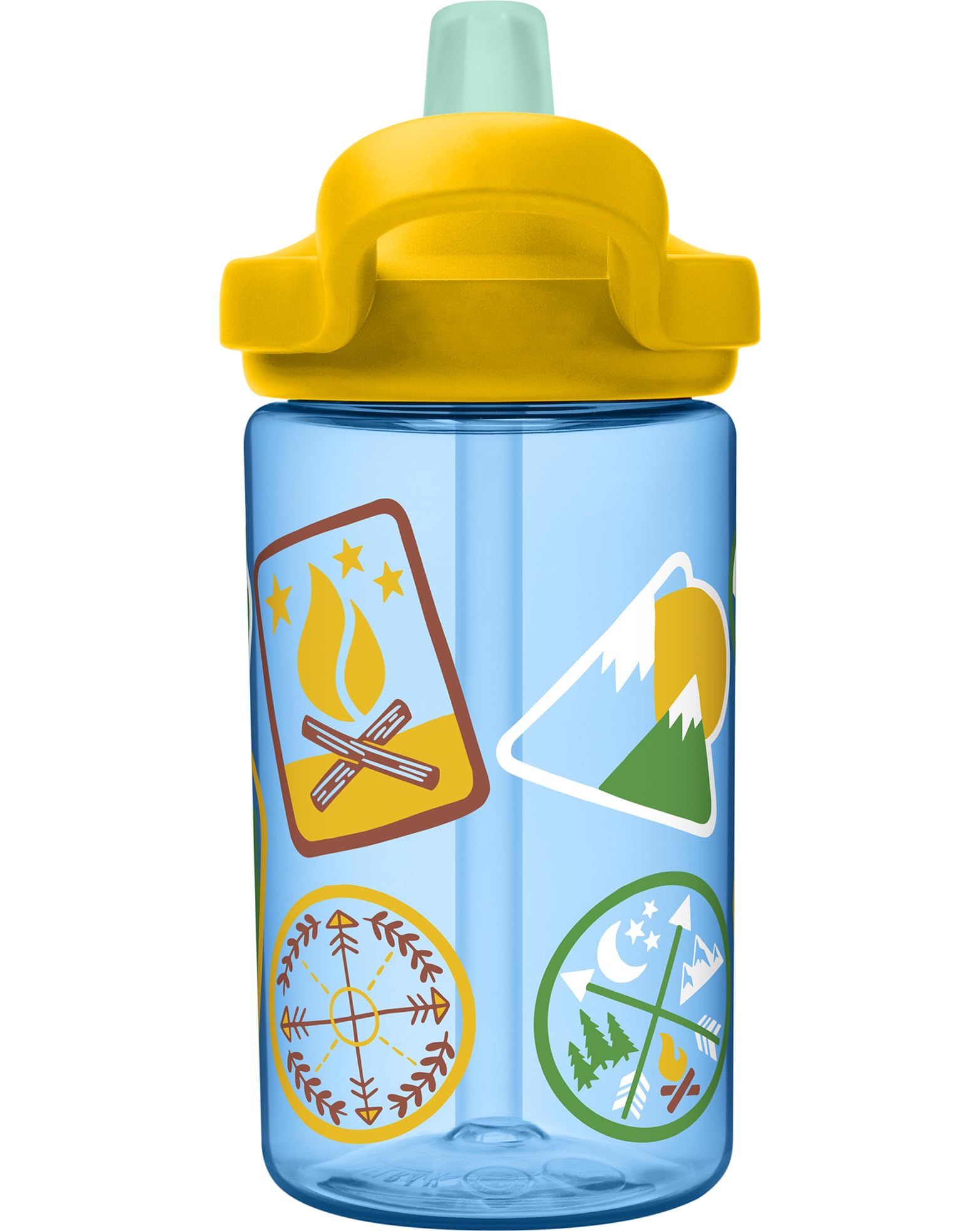 Camelbak Eddy+ 14Oz Kids Water Bottle With Tritan Renew - Straw Top, Leak-Proof When Closed, Explorer Patches