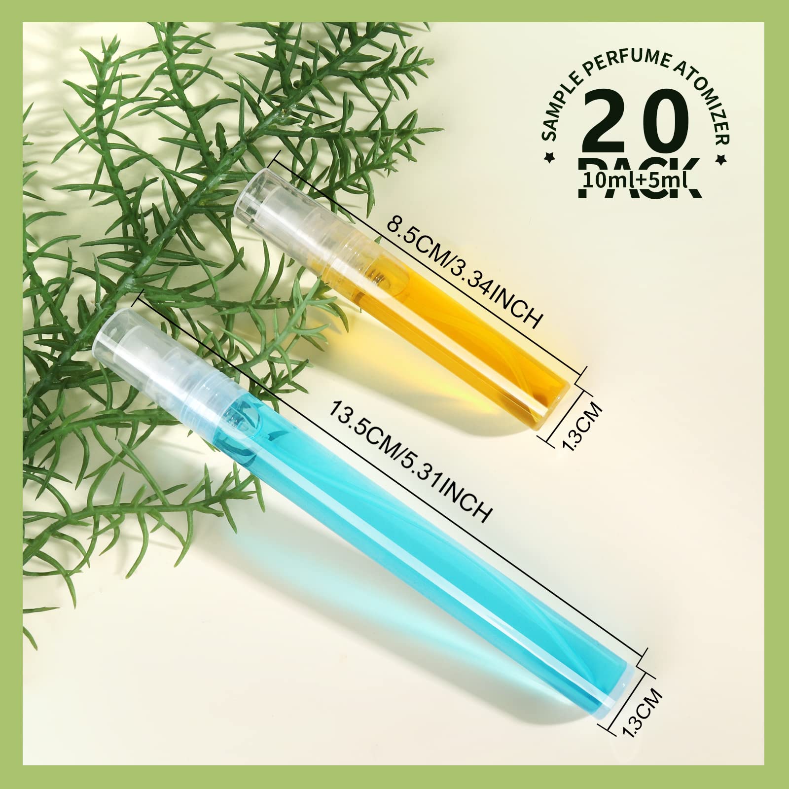 Teenitor 20Pcs Mini Spray Bottles, 10Ml Mini Spray Bottles 5Ml Mini Spray Bottles, Plastic Refillable Perfume Bottles Empty, Cle