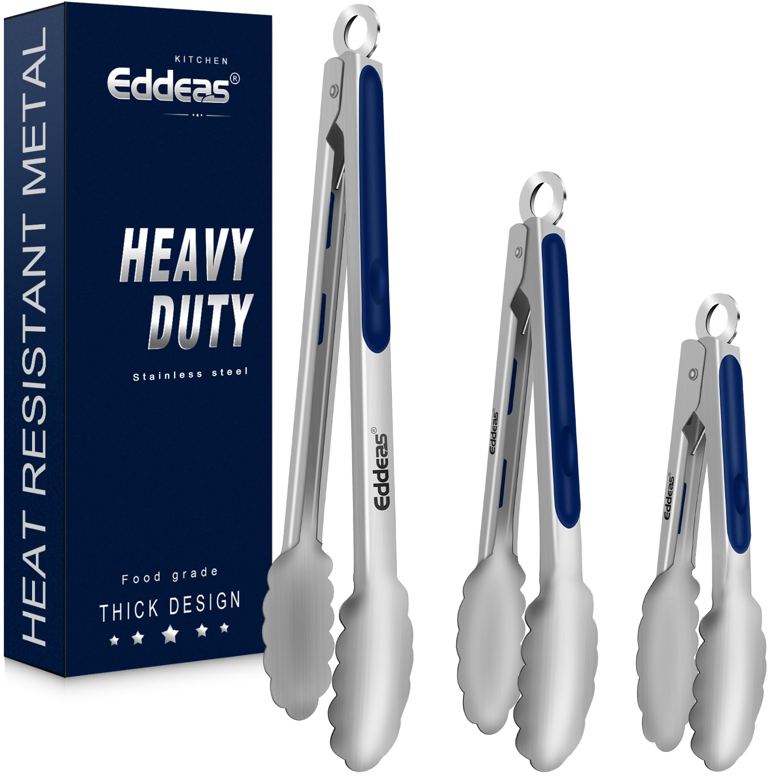 Tongs For Cooking - Heat Resistant 600 Degrees Stainless Steel Kitchen Tong, Heavy Duty Metal Locking Tongs - For Food,Salad, gr