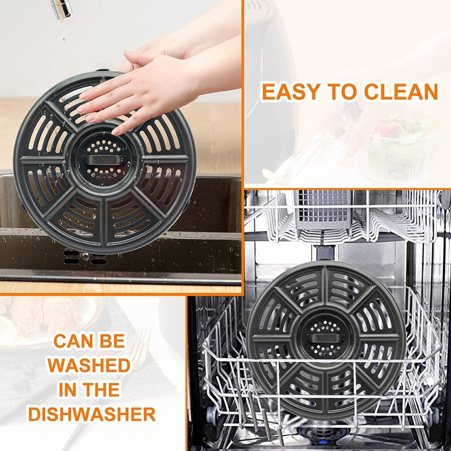 Air Fryer Grill Pan For Ninja Air Fryers, Round 8.2 In Premium Grill Plate Tray Replacement Parts With Rubber Bumpers For Ninja