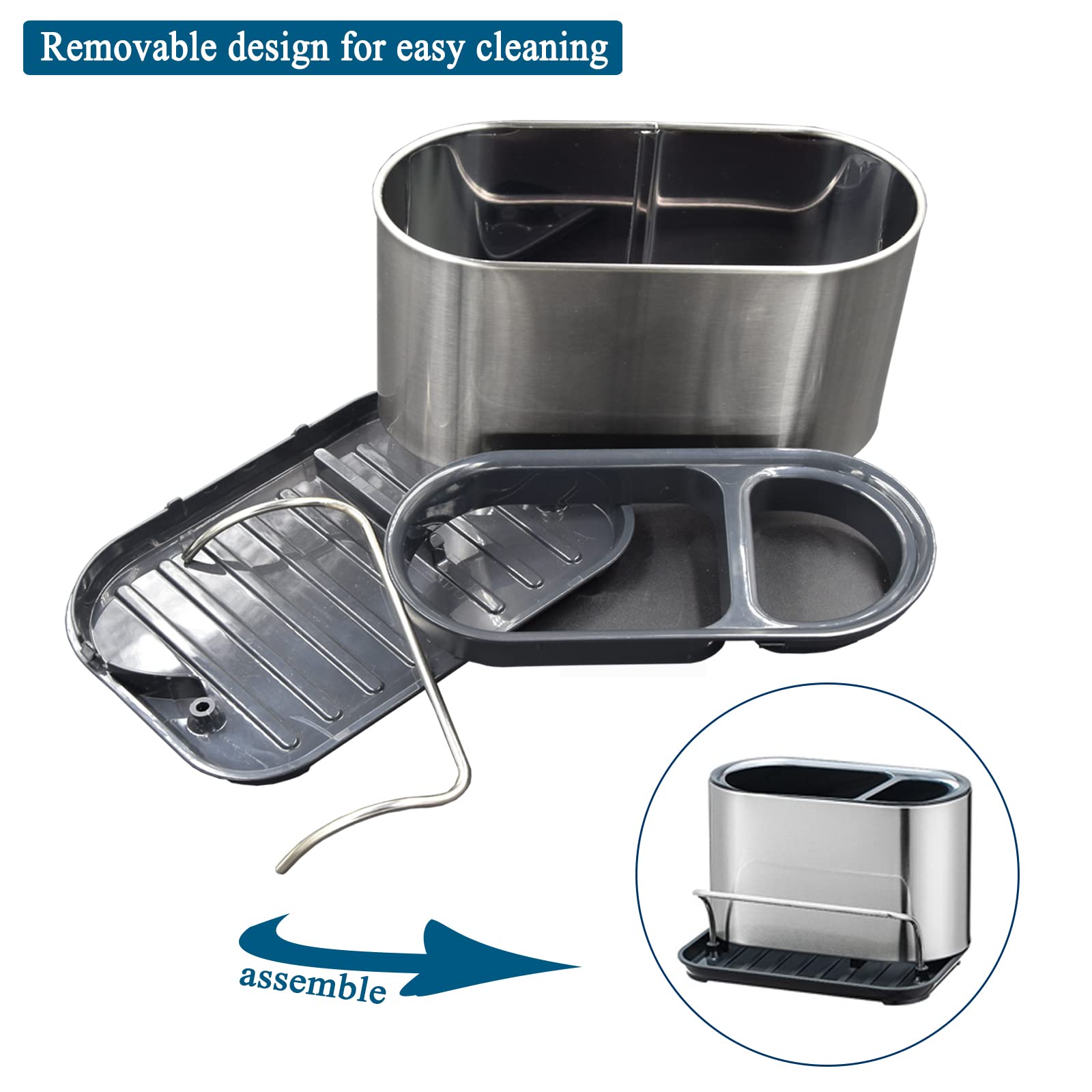 Sink Sponge Holder Stainless Steel Sink Caddy Dish Brush Holder Drains Water For Kitchen