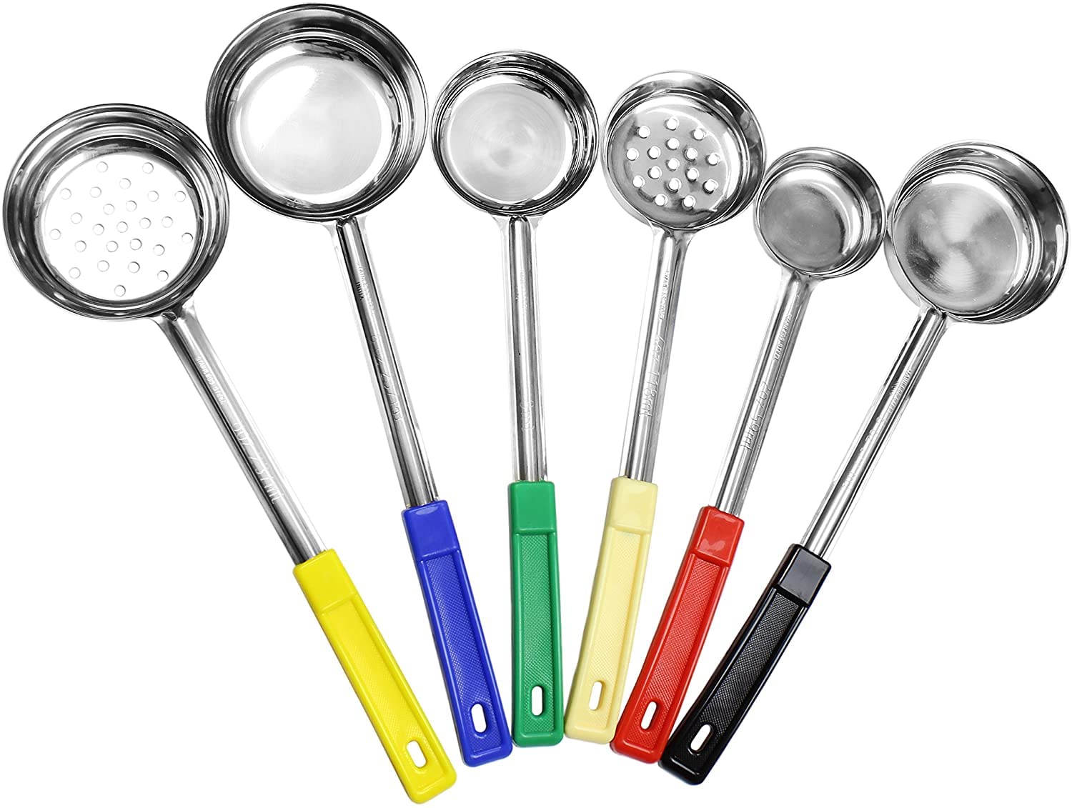 Darware Portion Control Serving Spoons (6-Piece Ladle Set); W 1/4 Cup, 1/2 Cup, 3/4 Cup & 1 Cup (2, 4, 6, 8 Oz) & 1/2 & 1 Cup Ut