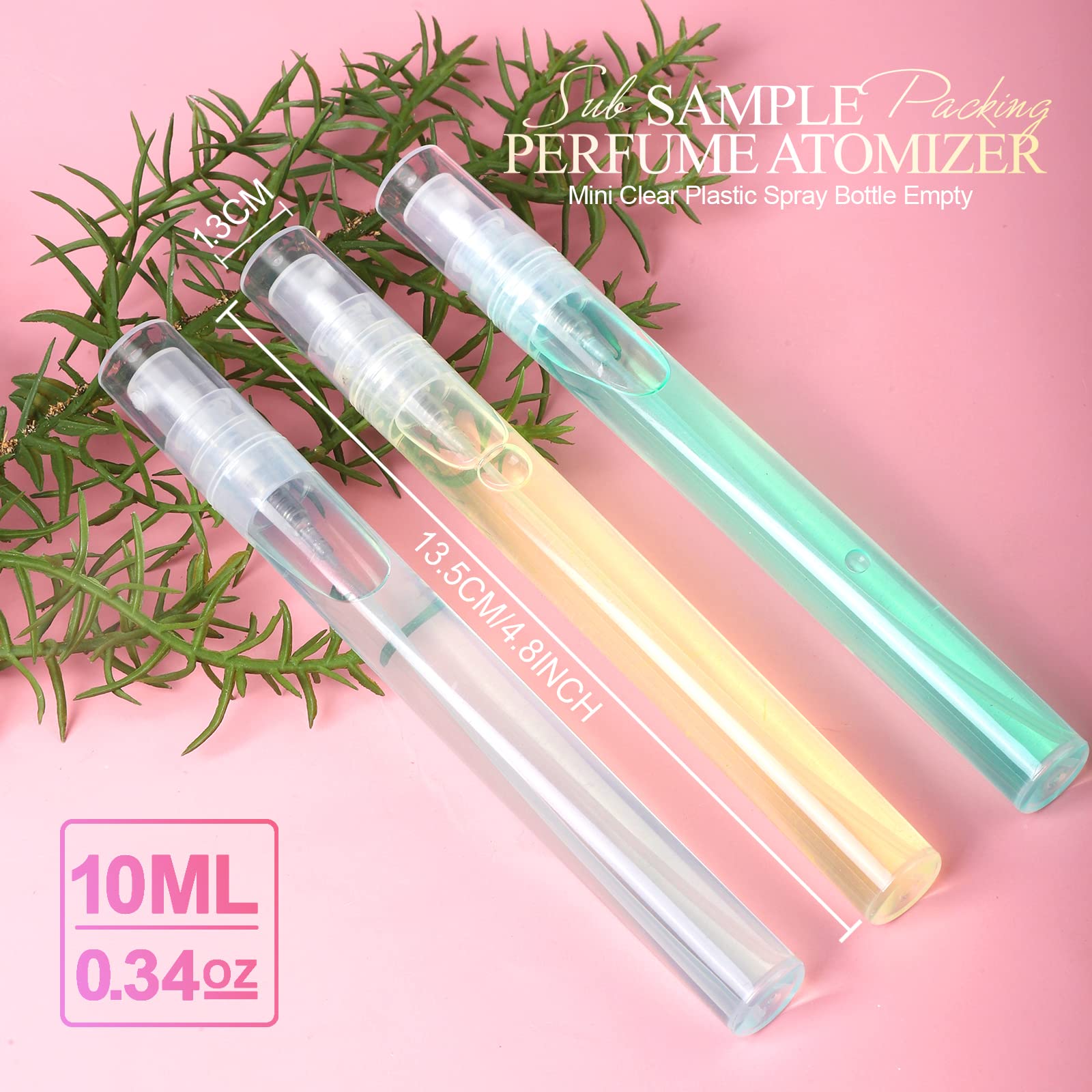 Fandamei Mini Spray Bottle, 10 Pack 10Ml Mini Plastic Spray Bottle Empty, Fine Mist Refillable Mini Perfume Bottle, Perfume Atom