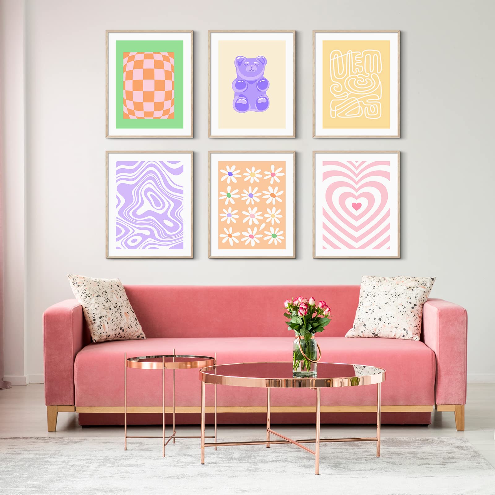 Habseligkeit Posters For Room Aesthetic, Danish Pastel Wall Art Posters, Preppy Pink Room Decor, Cute Room Decors For Girls Aest