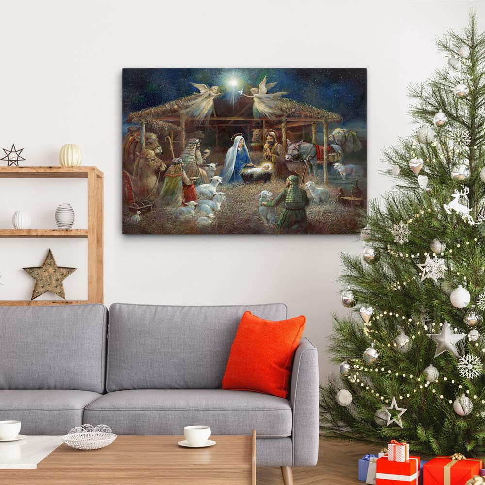 Renditions Gallery Canvas Wall Art Paintings & Prints Serene Christmas Sermon Rustic Festival Modern Wall Hanging Decorations Ar
