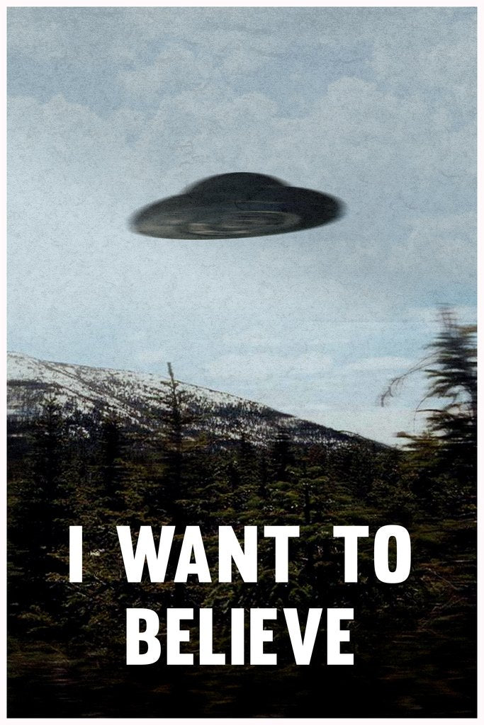 I Want To Believe Tv Show Ufo Flying On Earth Photo Poster Scifi Fantasy Horror Aliens Cool Wall Art Print Poster 12X18