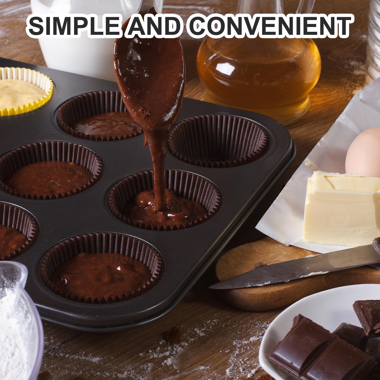 Uxcell 100 Pcs Cupcake Liners, Muffins Paper Baking Cups Wrappers Standard Greaseproof For Baking Cupcake Wrapper, Purple