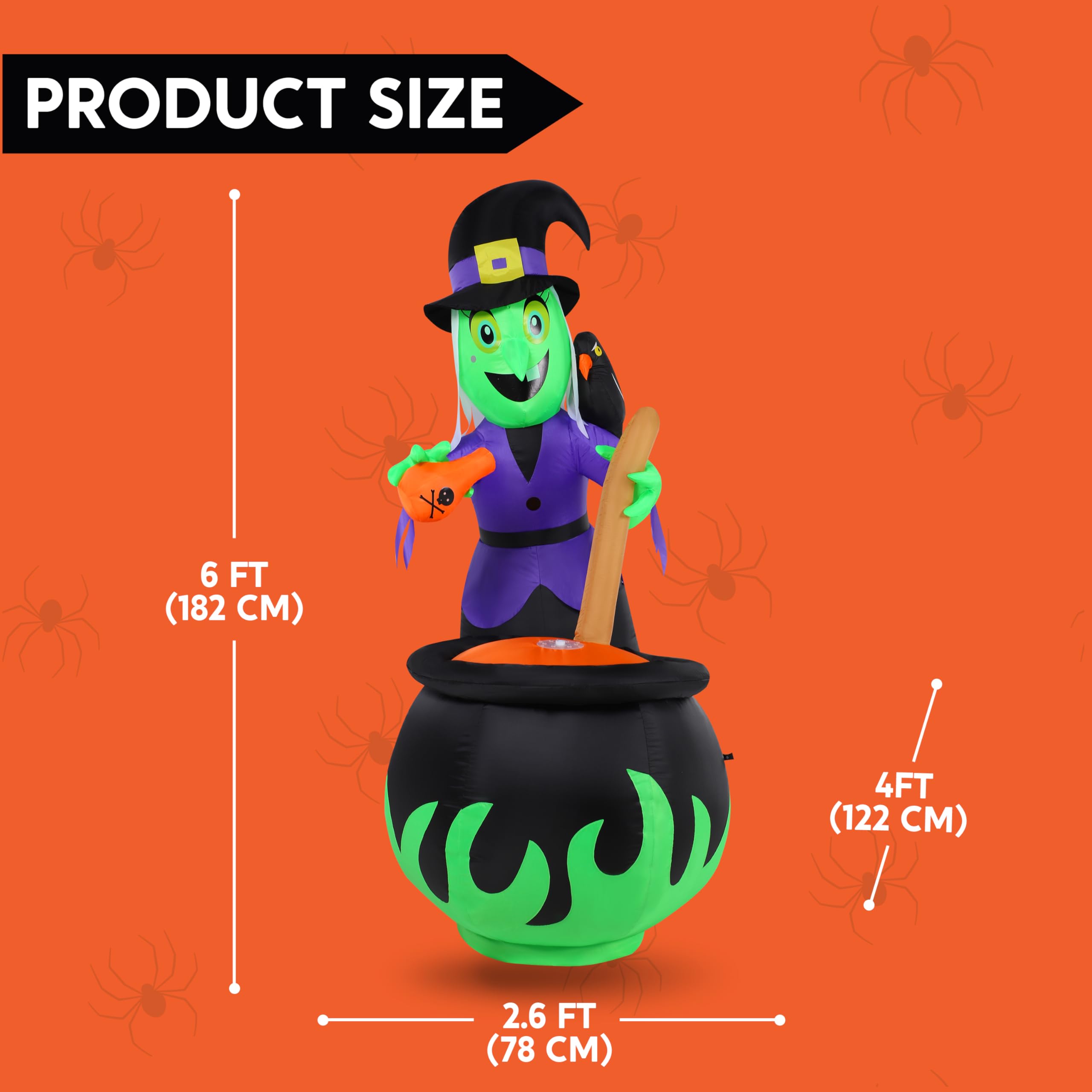 JOYIN 6 FT Halloween Witch Inflatables Outdoor Decorations and Cauldron with Bubbling Potion and Light Inflatable Decoration Gia