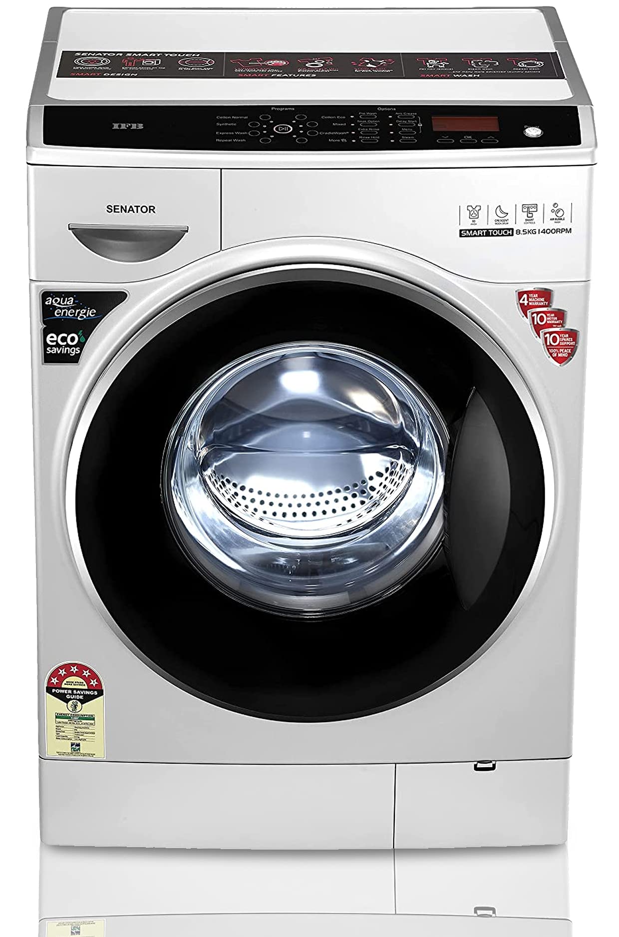Ifb 8.5 Kg FullyAutomatic Front Loading Washing Machine (Senator Smart Touch Sx, Silver, Aqua Energie, 4D Wash)