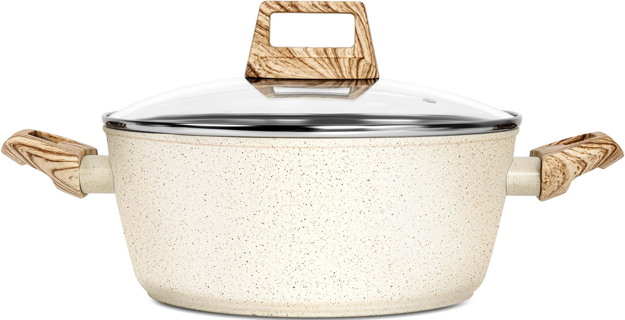 Michelangelo 4.3 Quart Nonstick Stockpot With Lid, White Granite