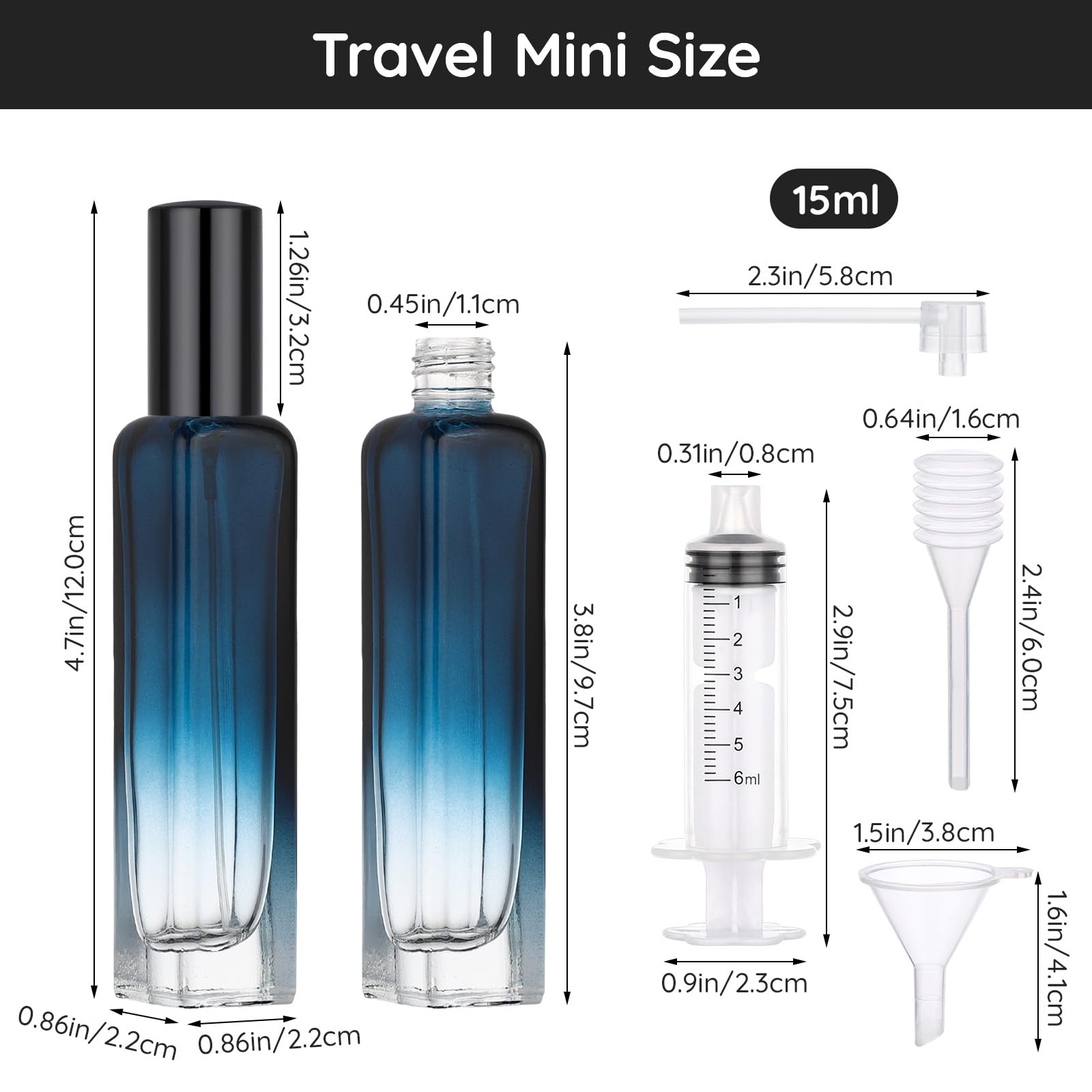 Segbeauty Cologne Glass Bottle, 2 Pack Of 15Ml Portable Perfume Travel Refillable, 0.5Oz Empty Atomizer Sprayer For Dispenser, T