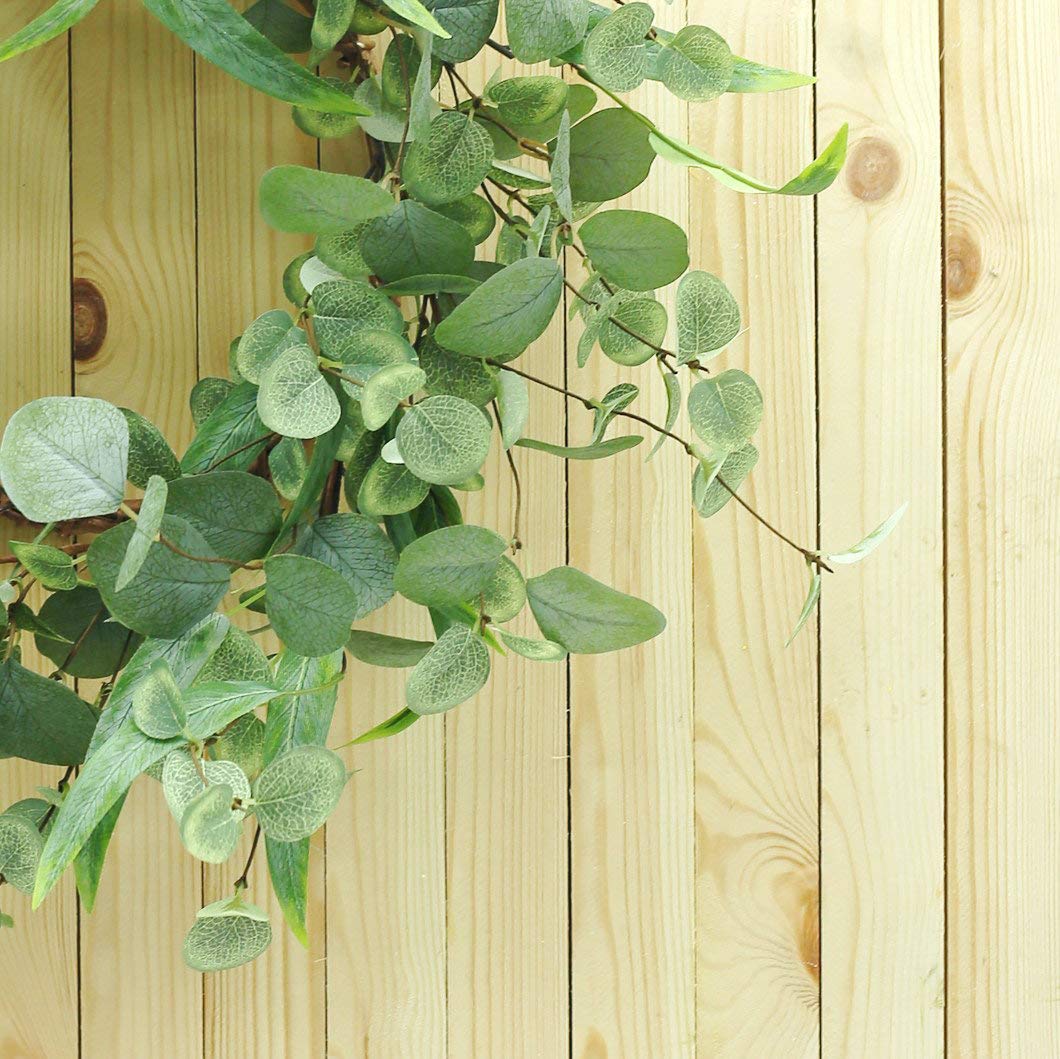 AMF0RESJ 20    Green Eucalyptus Wreath for Front Door Artificial Spring Summer Wreath with Large Willow Leaf for Farmhouse Wall