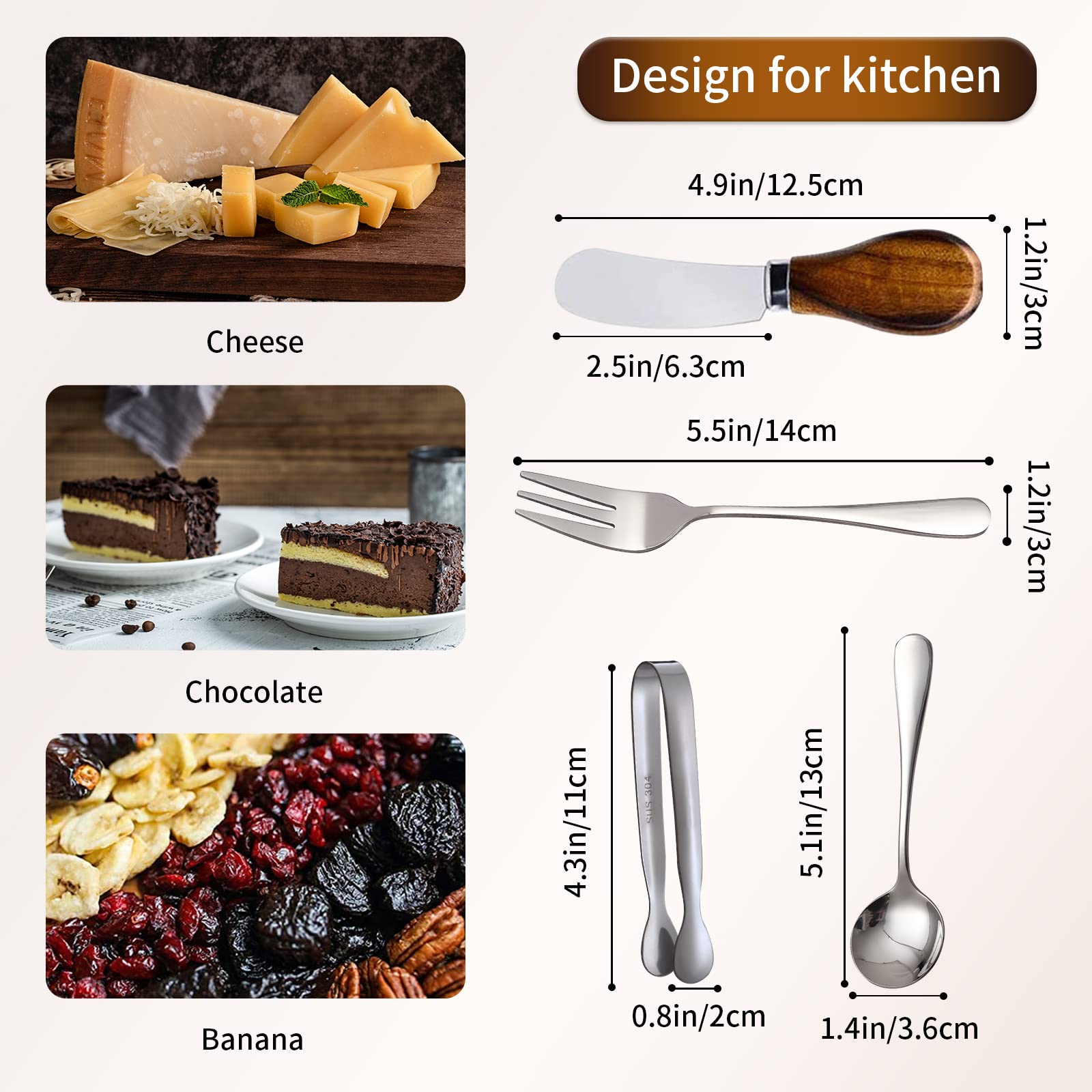 Charcuterie Accessories (20 Pcs), Cheese Spreaders For Charcuterie Board, Mini Serving Spoons, Forks And Mini Serving Tongs - Ch