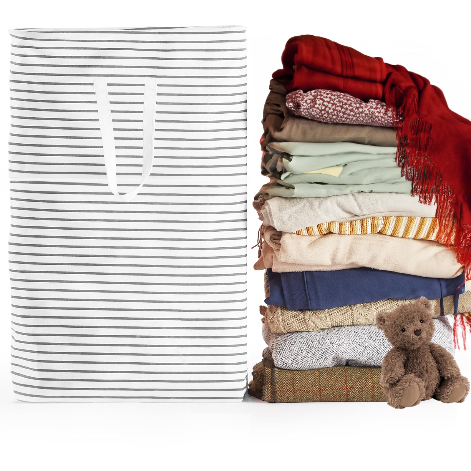 125L Freestanding Laundry Hamper, Collapsible Waterproof Clothes Basket With Easy Carry Long Handle, Washing Bag For Clothes, To