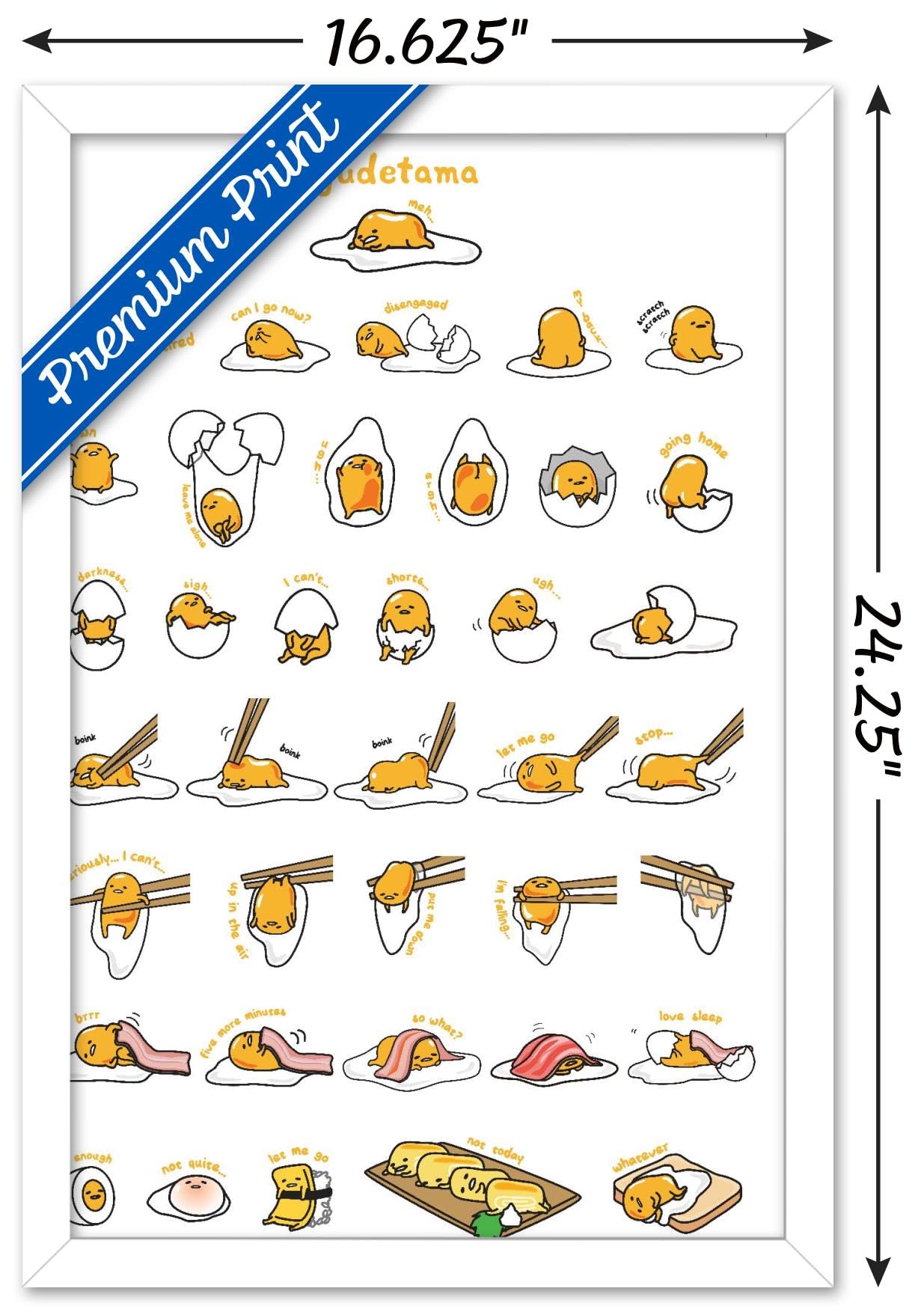 Trends International Gudetama - Grid Wall Poster, 14.725'' X 22.375'', White Framed Version
