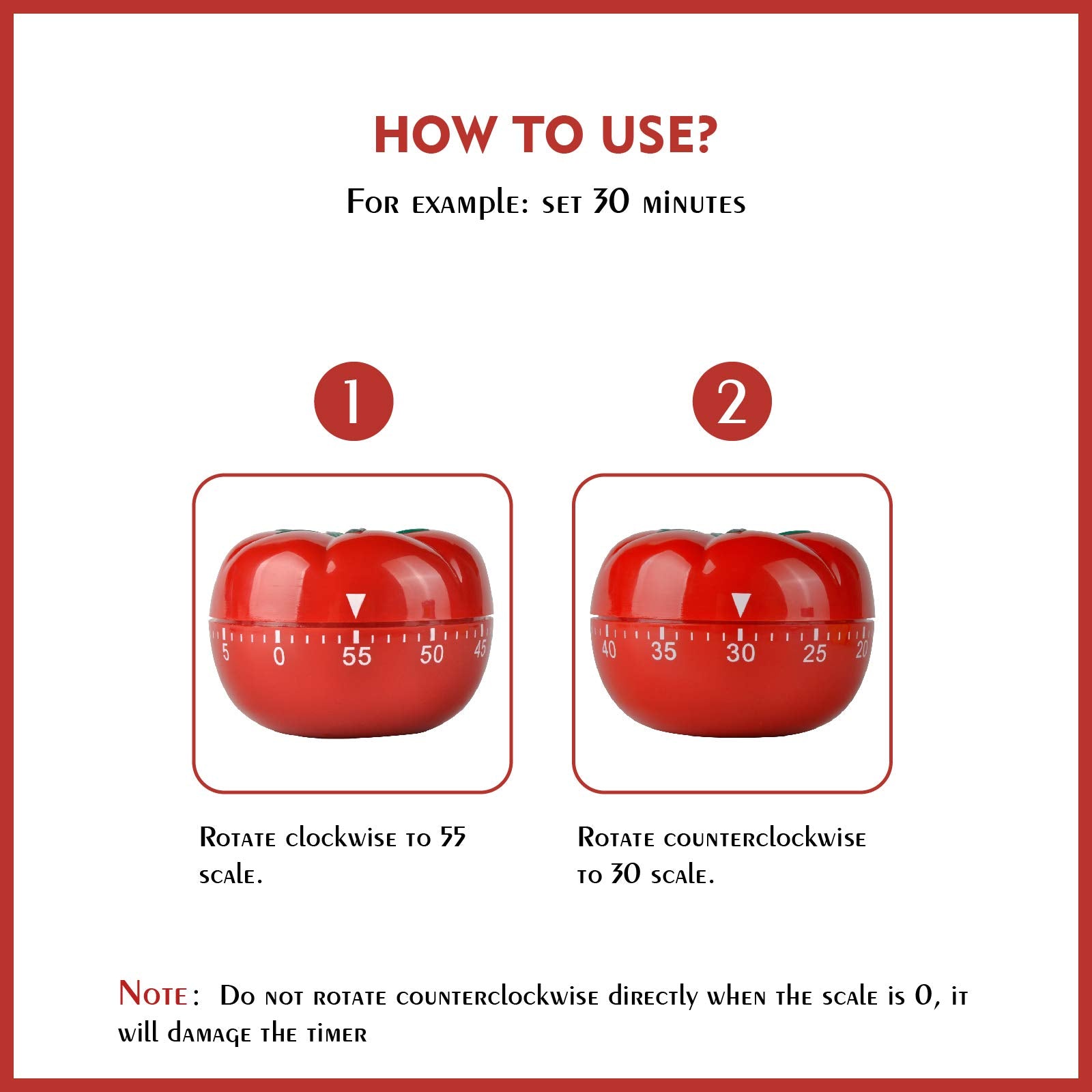 Jayron Jr-Wg017 Kitchen Cooking Timer Tomato Cartoon Mechanical Countdown Hour Meter For Cooking Homework Baking Learning Body-B