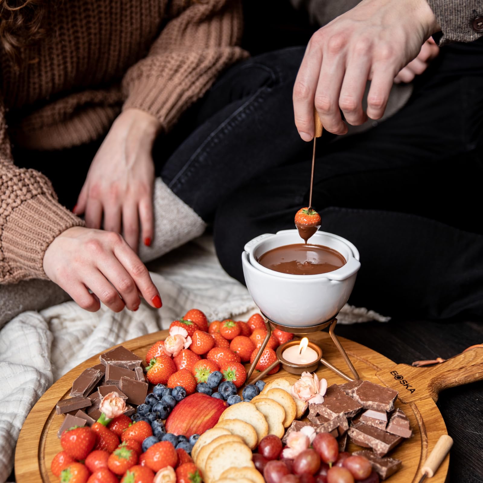 Boska Choco Petit Marie Fondue - Fondue Pot Set Microwave And Dishwasher Safe Ceramic Hot Pot Chocolate Fountain Snack - Small K