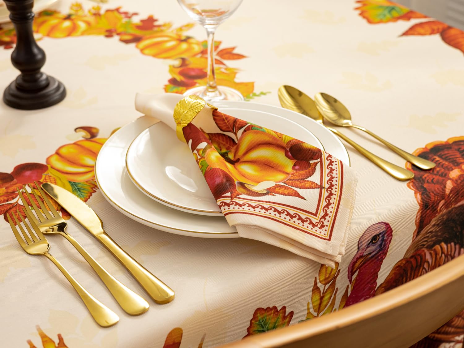 YiHomer Fall Thanksgiving Tabletop Collection for Kitchen Dining Decoration Parties Harvest, Harvest Party, Tablecloth, 52 x 70