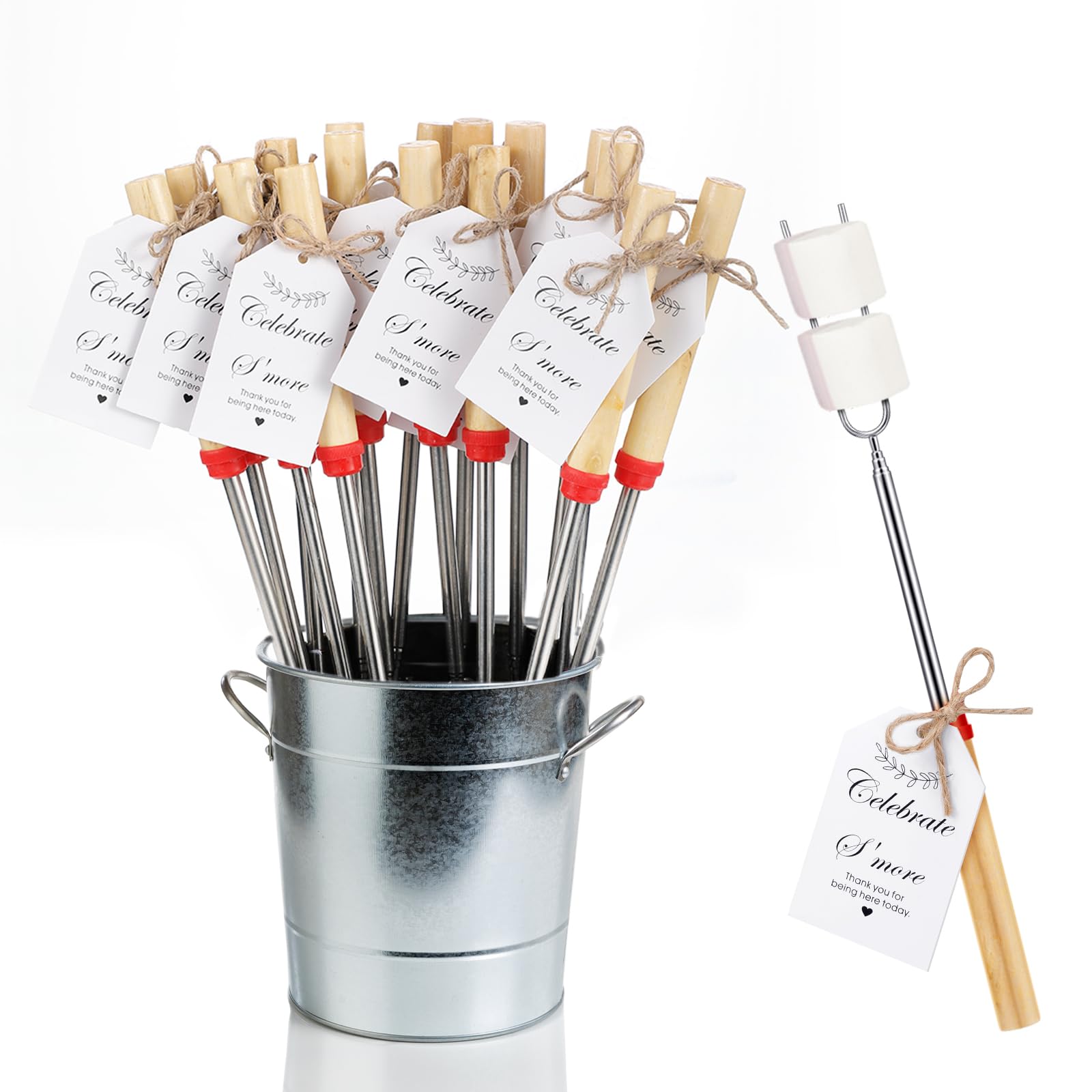 Yoande 24 Sets S'Mores Party Favor Includes Smores Sticks For Fire Pit Celebrate Smore Birthday Party Favors Tags With String Ex