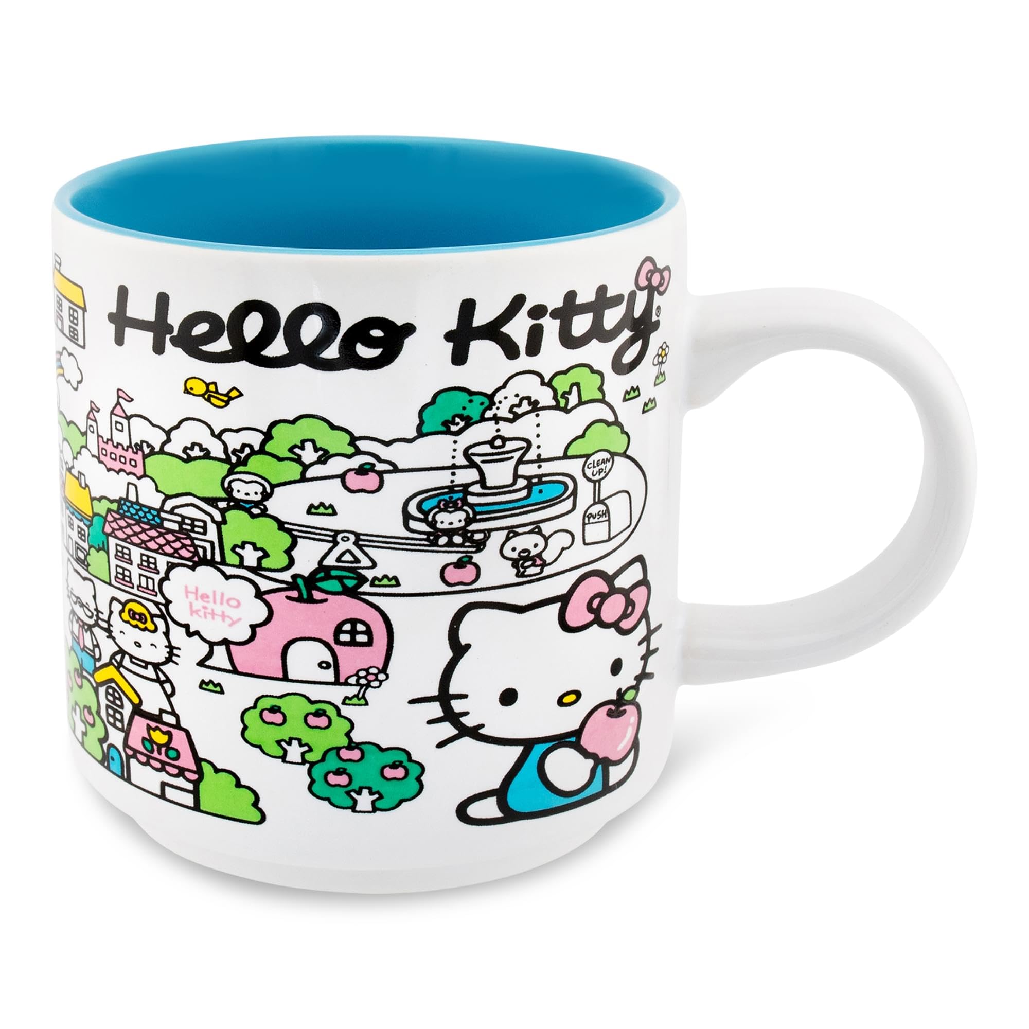 Sanrio Hello Kitty Pink Map ceramic Mug  Holds 13 Ounces