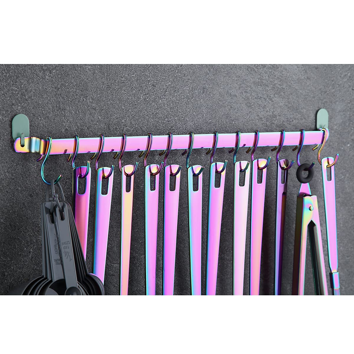 Rainbow cooking Utensils Set  Kyraton Stainless Steel 37 Pieces Kitchen Utensils Set with Titanium colorful Plating  Kitchen Tool gadgets Set with Utensil Rack Heat Resistant Dishwasher Safe