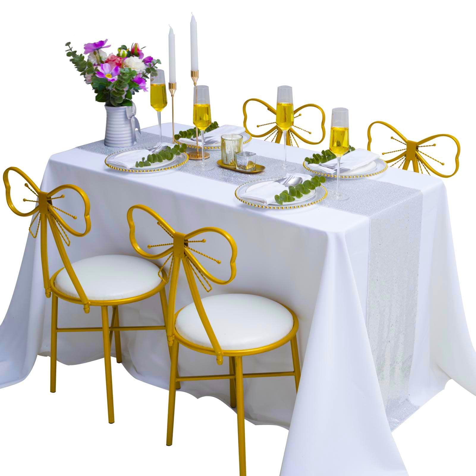 Tcbesto Silver Sequin Table Runner 12'' X 72'' 6 Pack Metallic Sequin Table Runner Glitter Table Runner For Baby Shower Wedding
