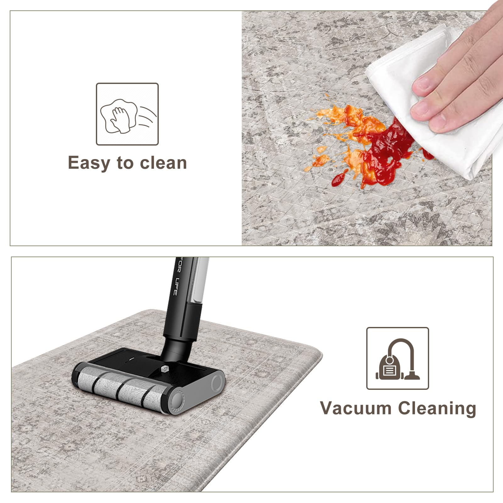 Sungea Farmhouse Kitchen Anti Fatigue Mat, Non Slip Cushioned Kitchen Floor Mats Waterproof Kitchen Rugs 20''X47''+20''X32'', Er